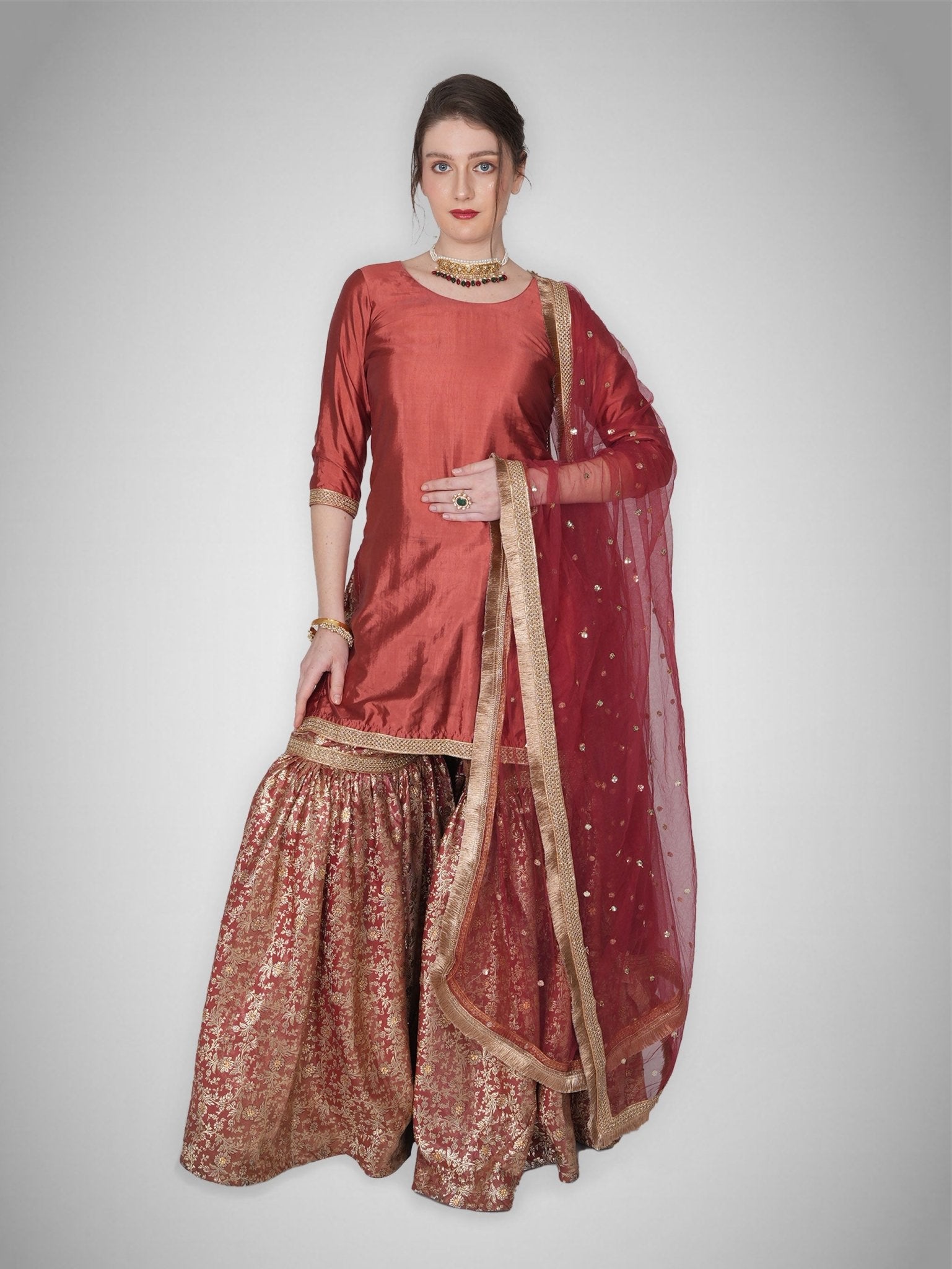 Zahrat Essence Gharara Set – Persian Red - ZahratGharara