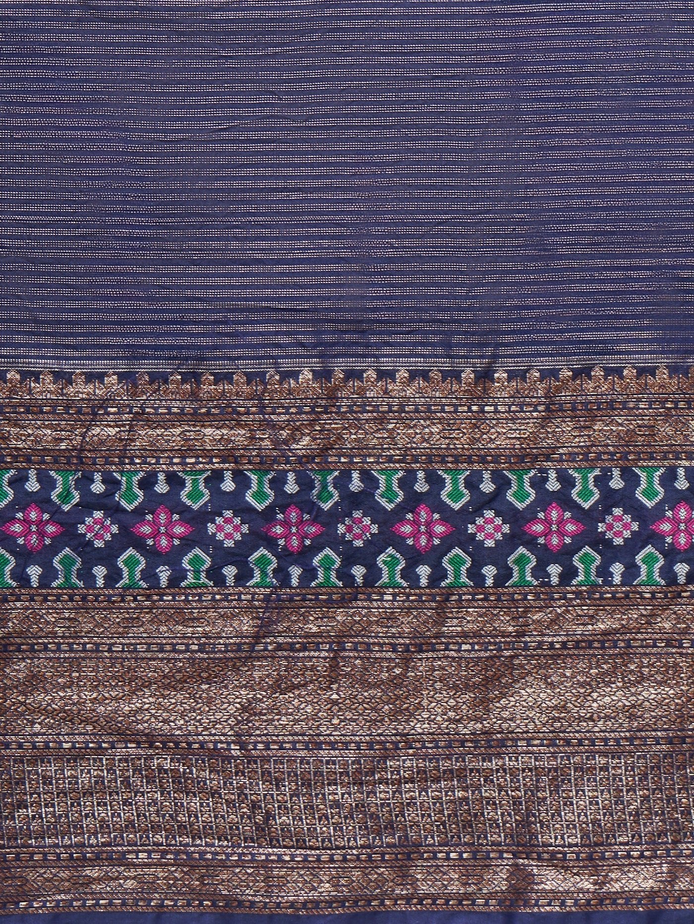 Neelaya - Lavender Grey Striped Zari Silk Blend Saree - ZahratSaree