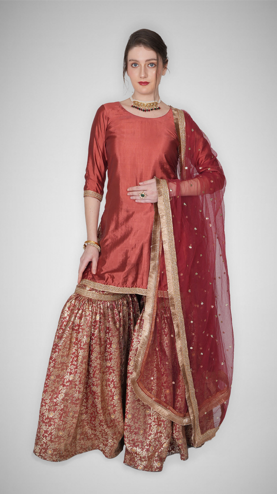 Zahrat Essence Gharara Set – Persian Red - Zahrat Gharara