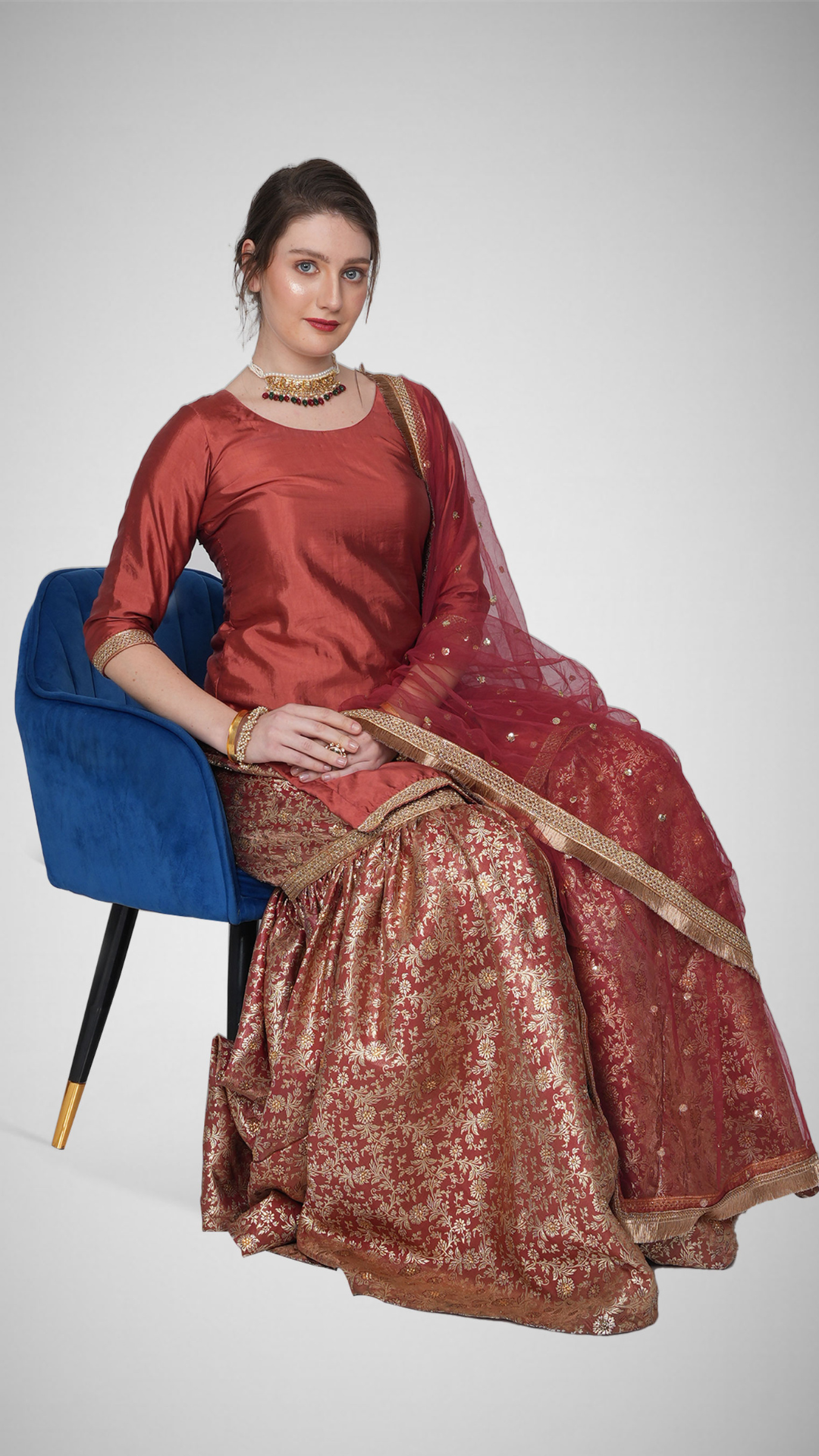 Zahrat Essence Gharara Set – Persian Red - Zahrat Gharara