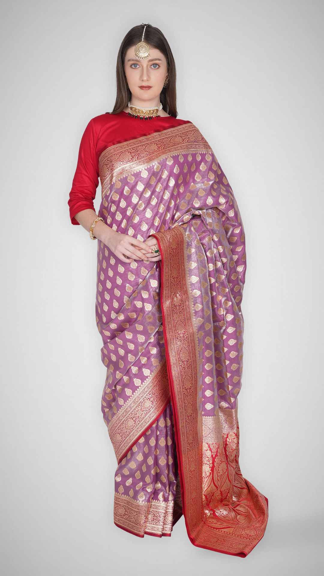 Gulnaar – Fuchsia Banarasi Saree with Crimson Zari - Zahrat Saree