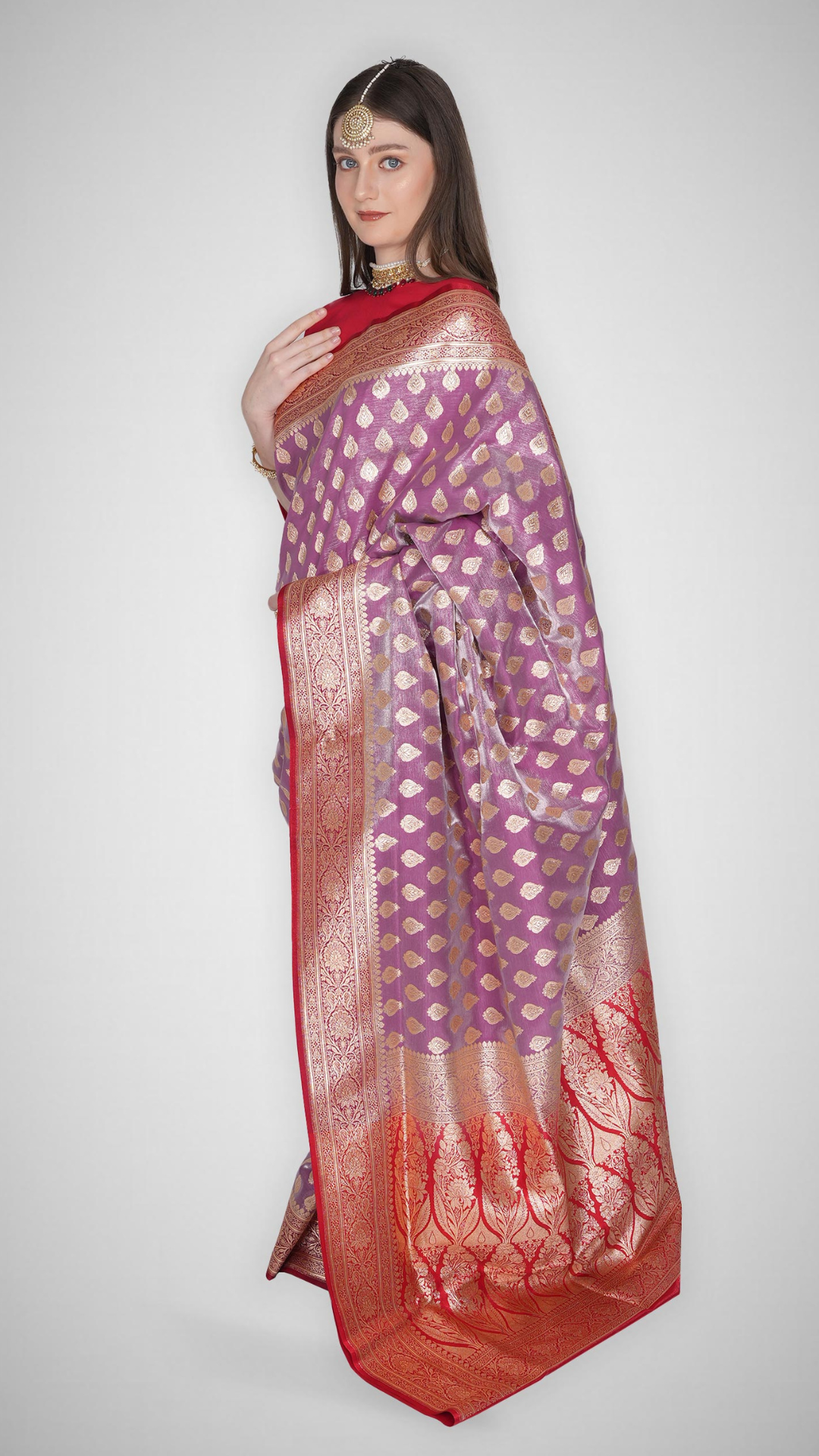 Gulnaar – Fuchsia Banarasi Saree with Crimson Zari - Zahrat Saree