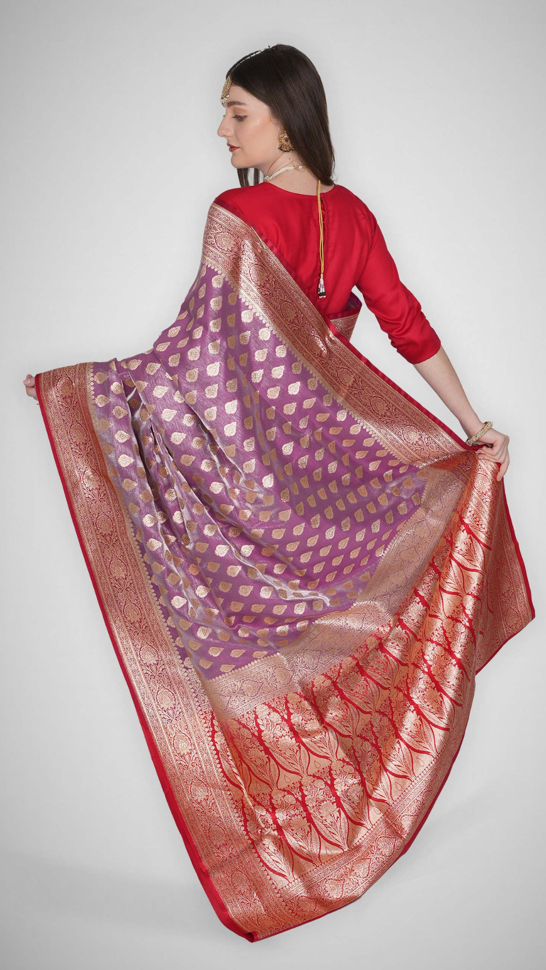 Gulnaar – Fuchsia Banarasi Saree with Crimson Zari - Zahrat Saree