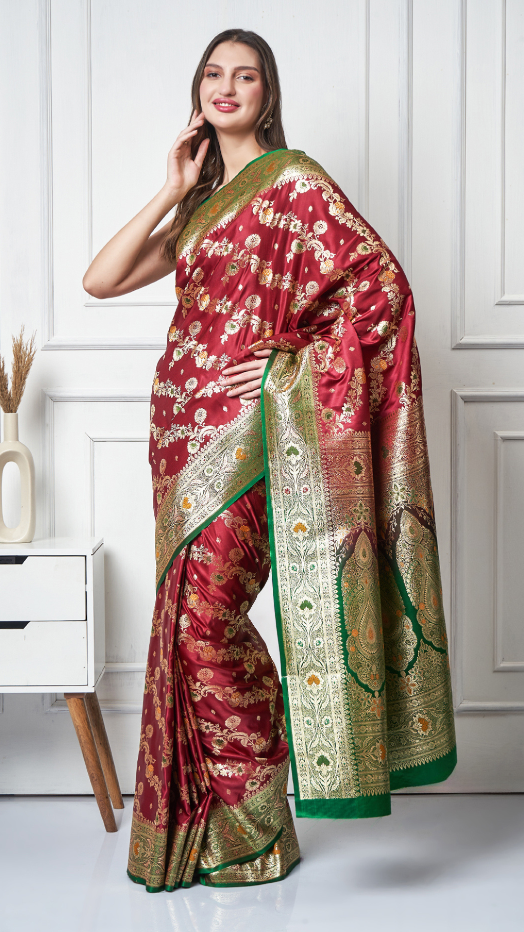Gulrukh — Crimson Royale Saree by Zahrat