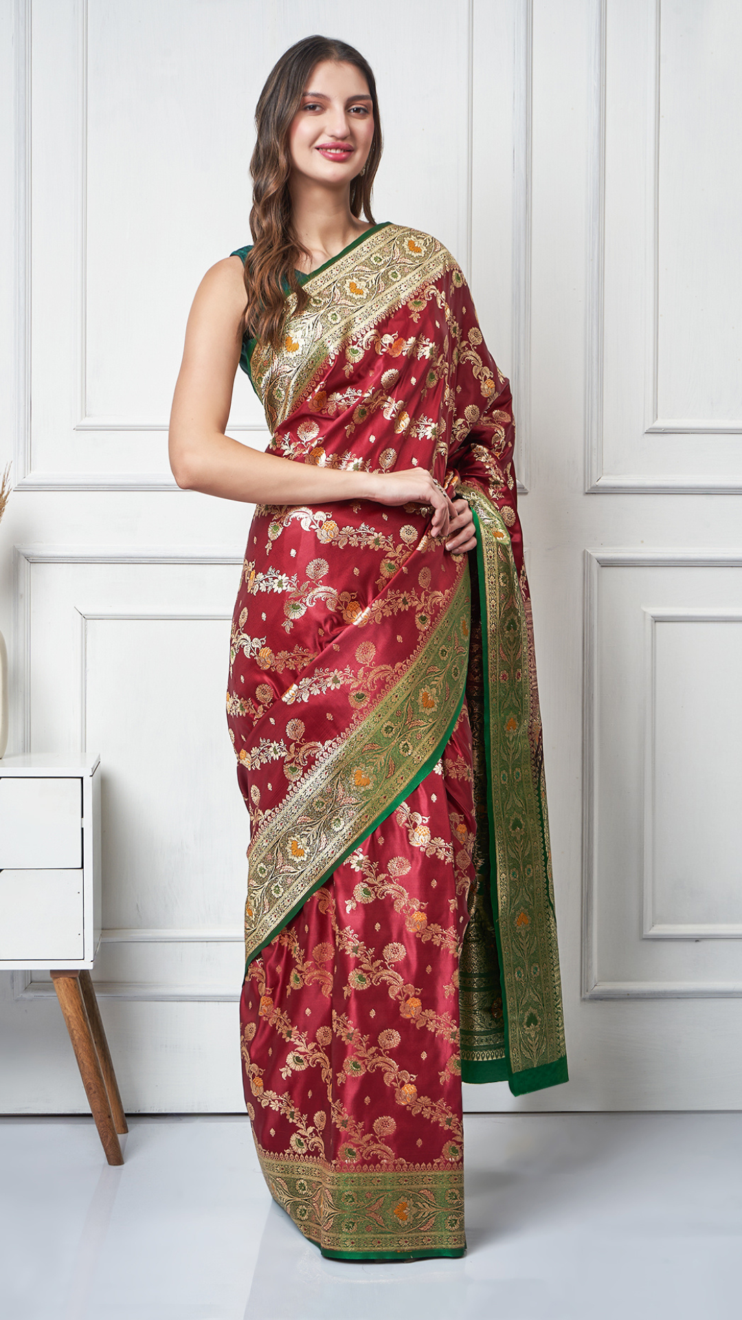 Gulrukh — Crimson Royale Saree by Zahrat
