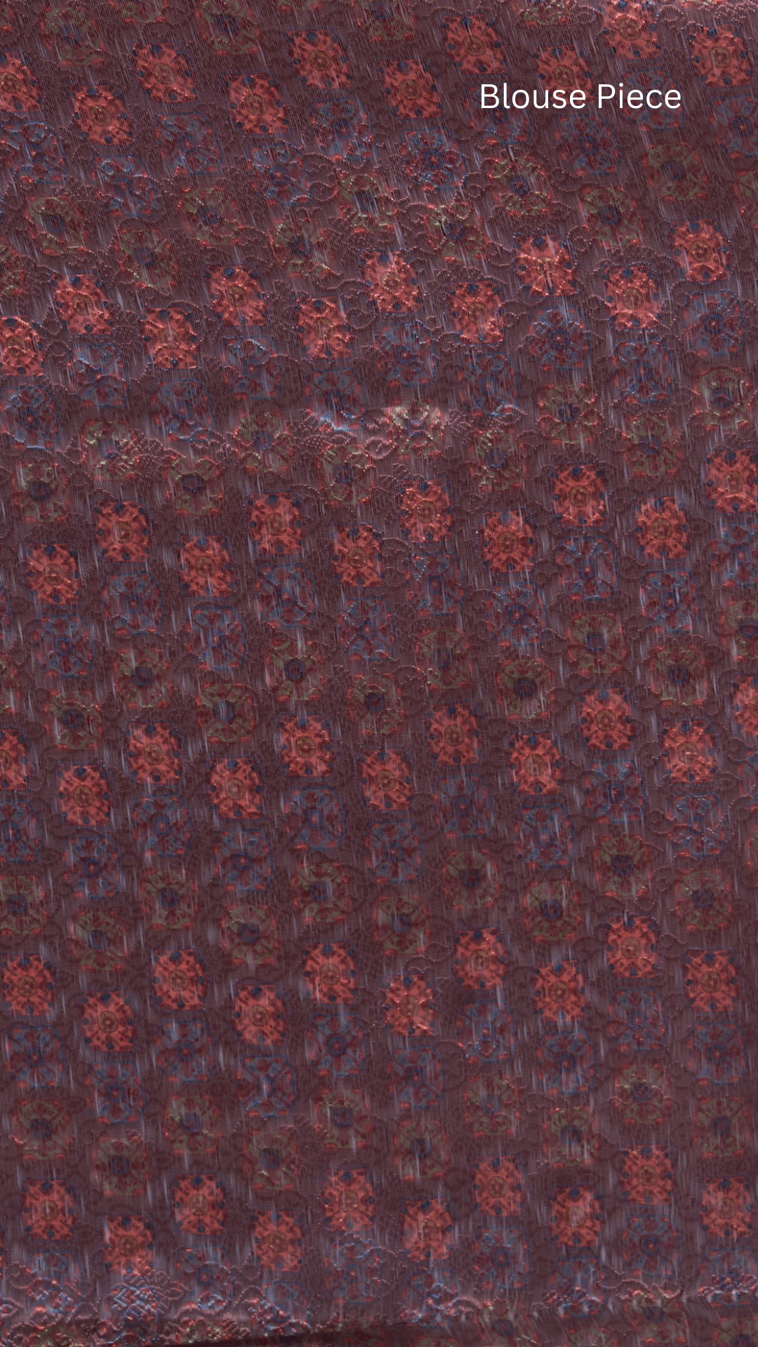 Hazelyn – Brown - Maroon Printed Saree with Geometric Floral Motifs & Metallic Border - Zahrat Saree