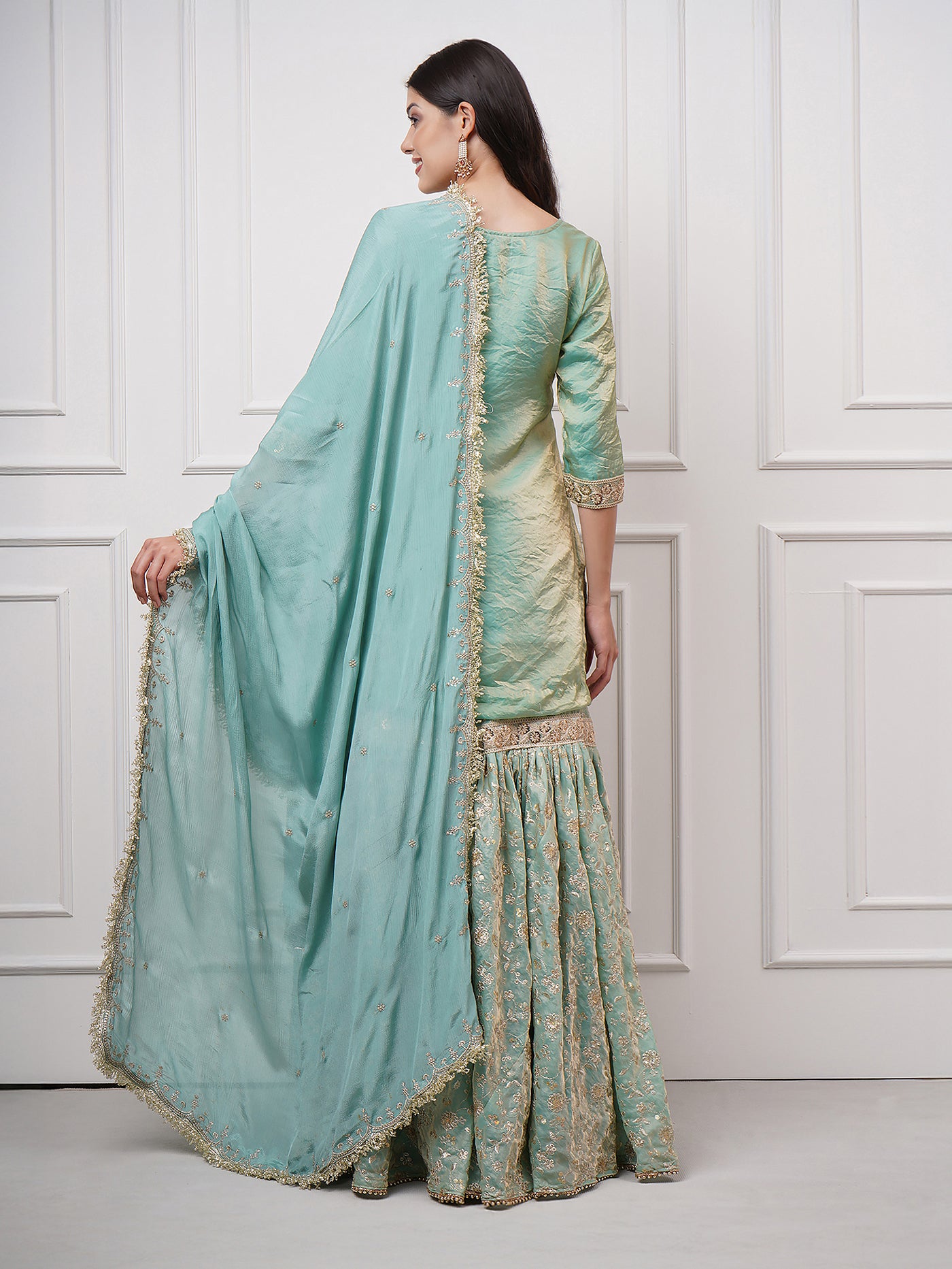 Nooraniya — Pastel Jade Gharara Set - ZahratGharara