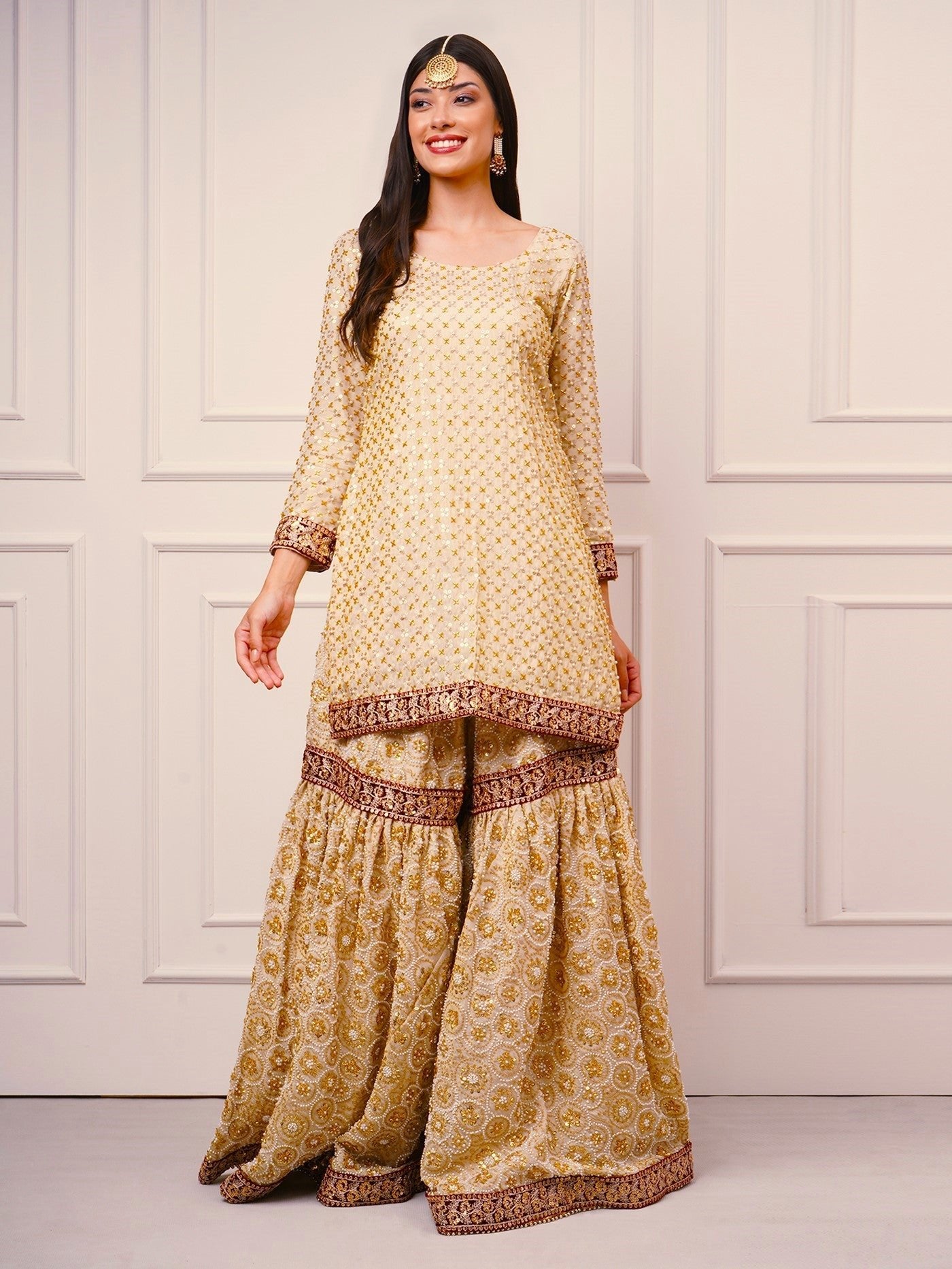 Zarafshan – Champagne Gold Gharara Set - ZahratGharara