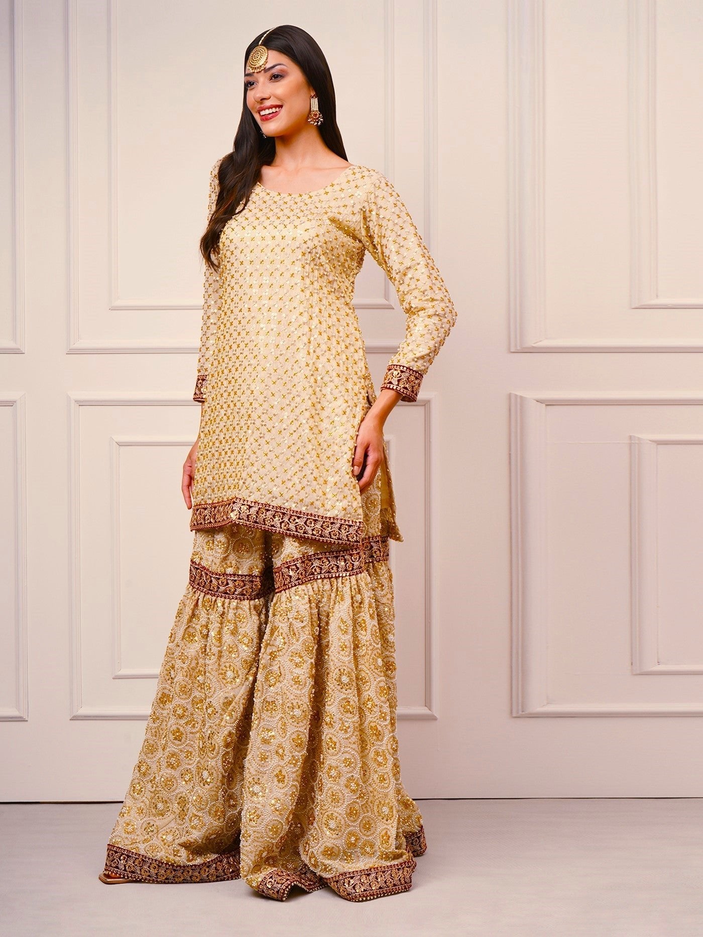 Zarafshan – Champagne Gold Gharara Set - ZahratGharara