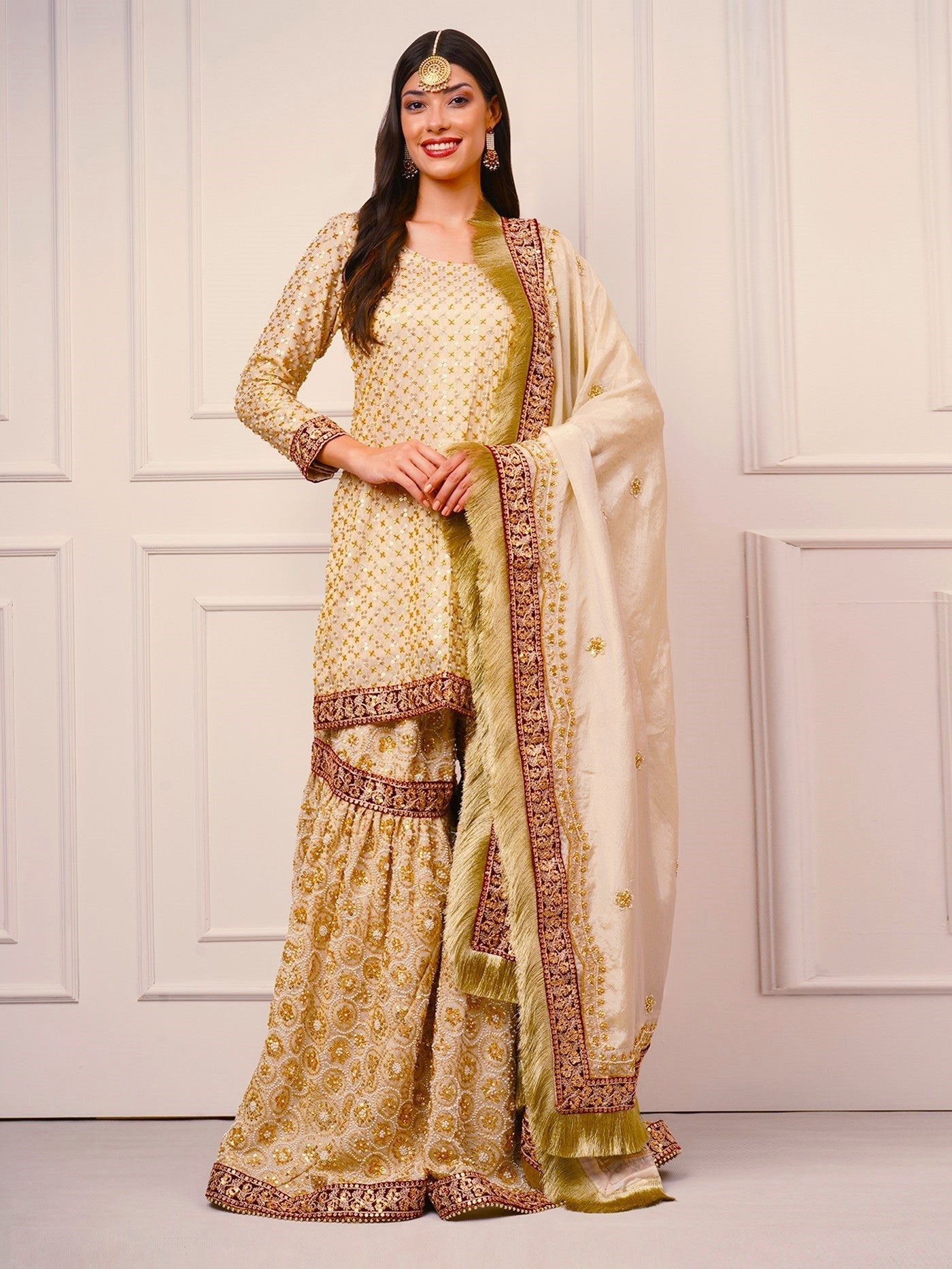 Zarafshan – Champagne Gold Gharara Set - ZahratGharara