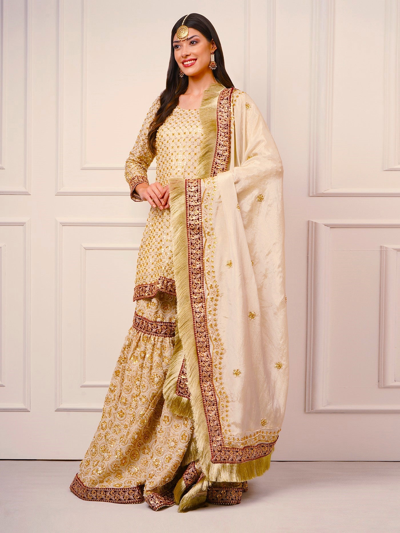 Zarafshan – Champagne Gold Gharara Set - ZahratGharara