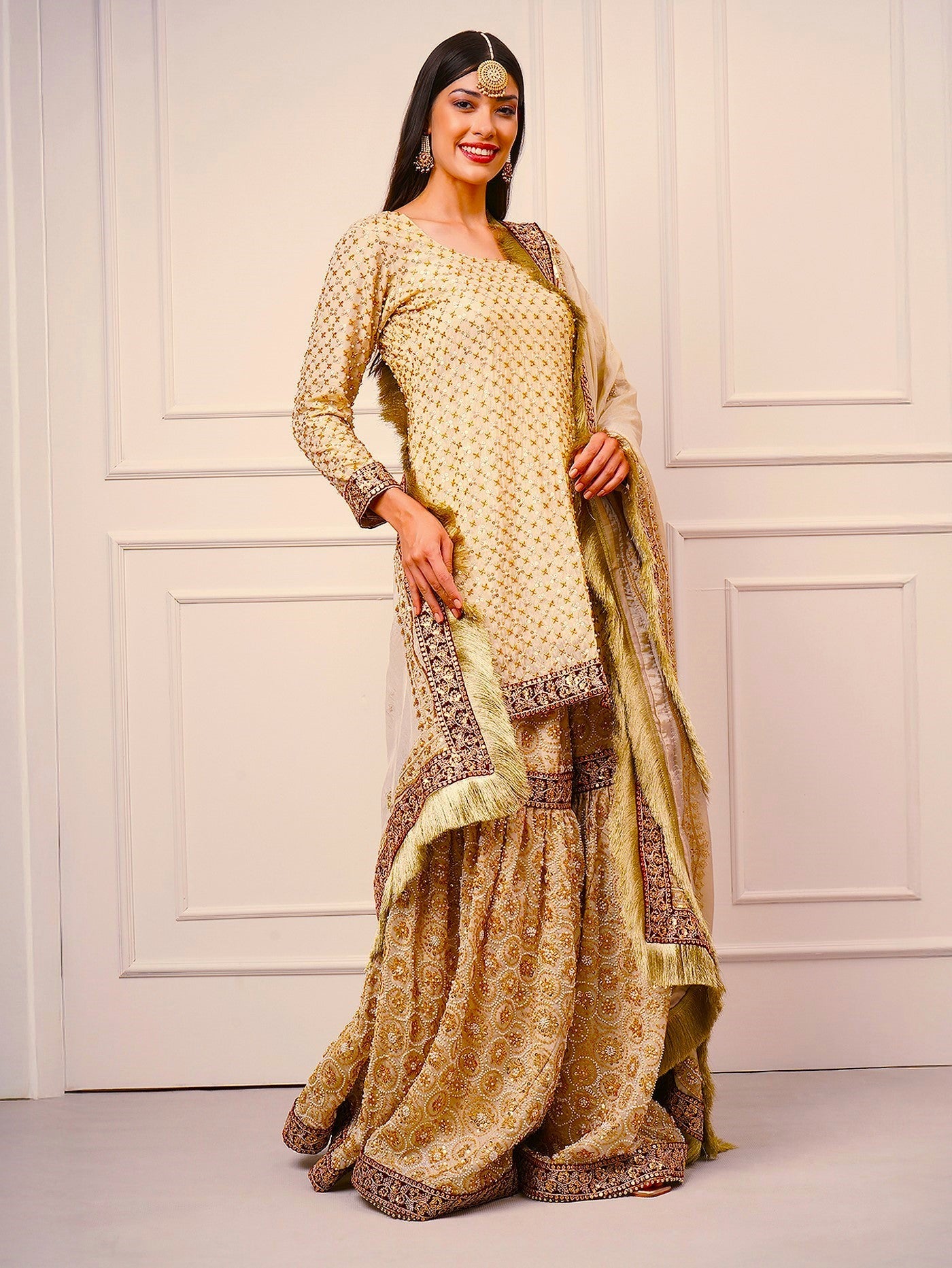 Zarafshan – Champagne Gold Gharara Set - ZahratGharara