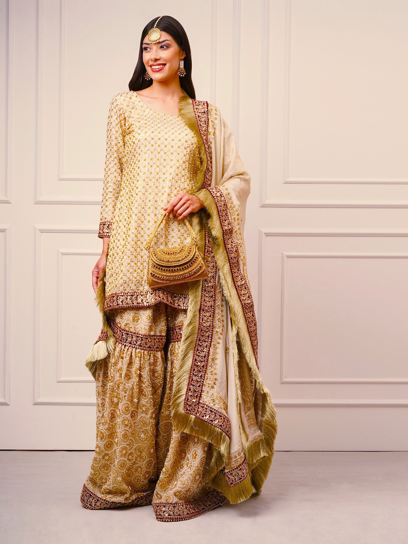Zarafshan – Champagne Gold Gharara Set - ZahratGharara