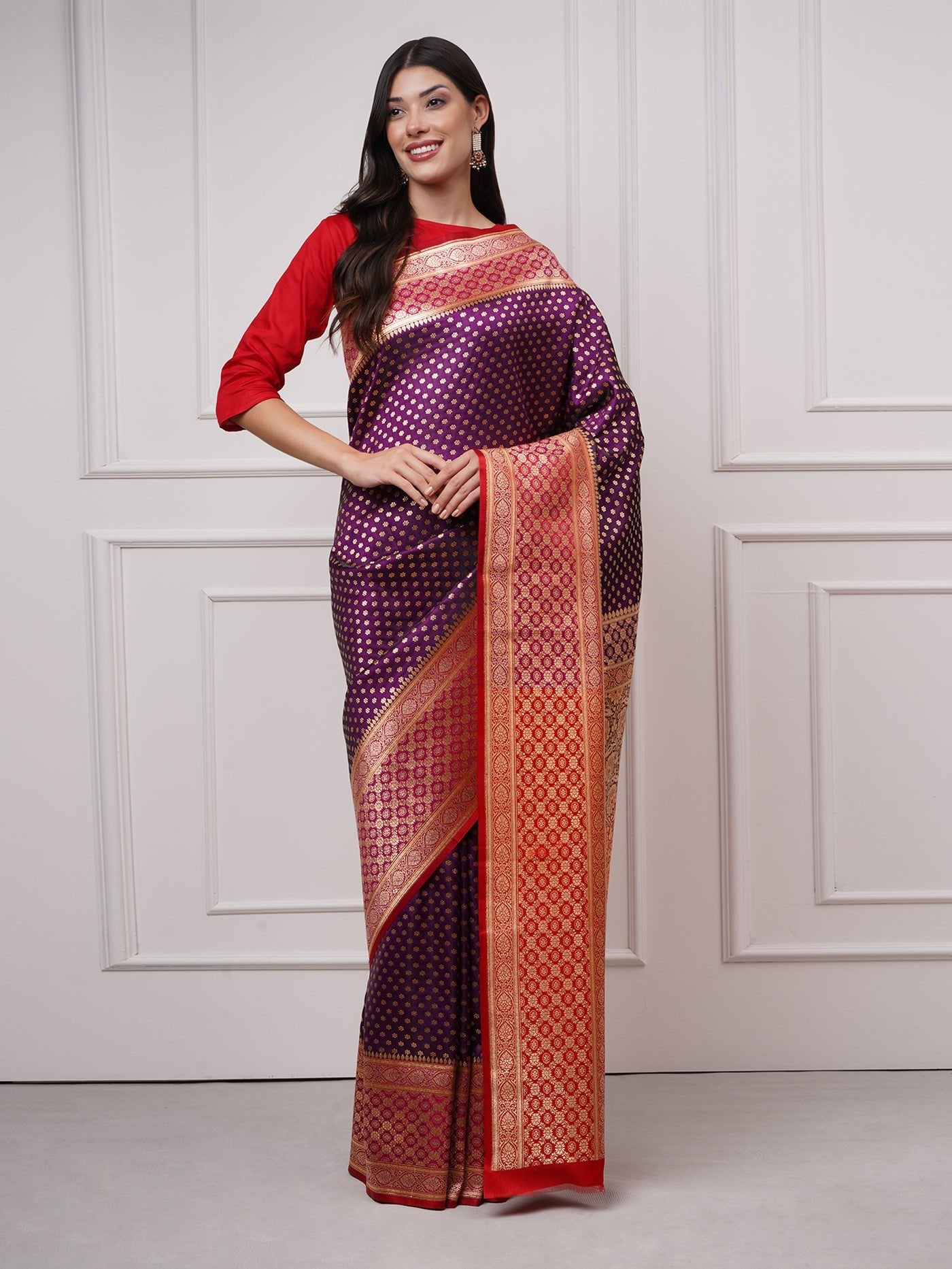Kaiana – Regal Plum Banarasi Saree - ZahratSaree