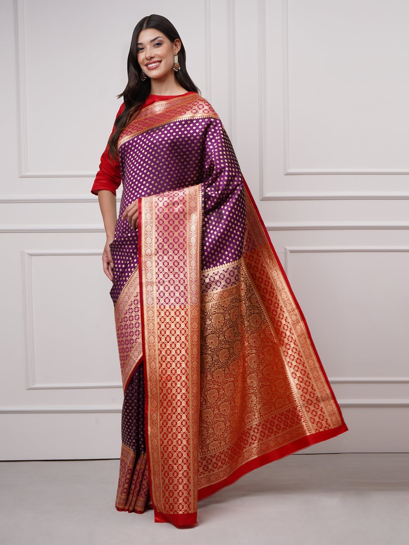 Kaiana – Regal Plum Banarasi Saree - ZahratSaree