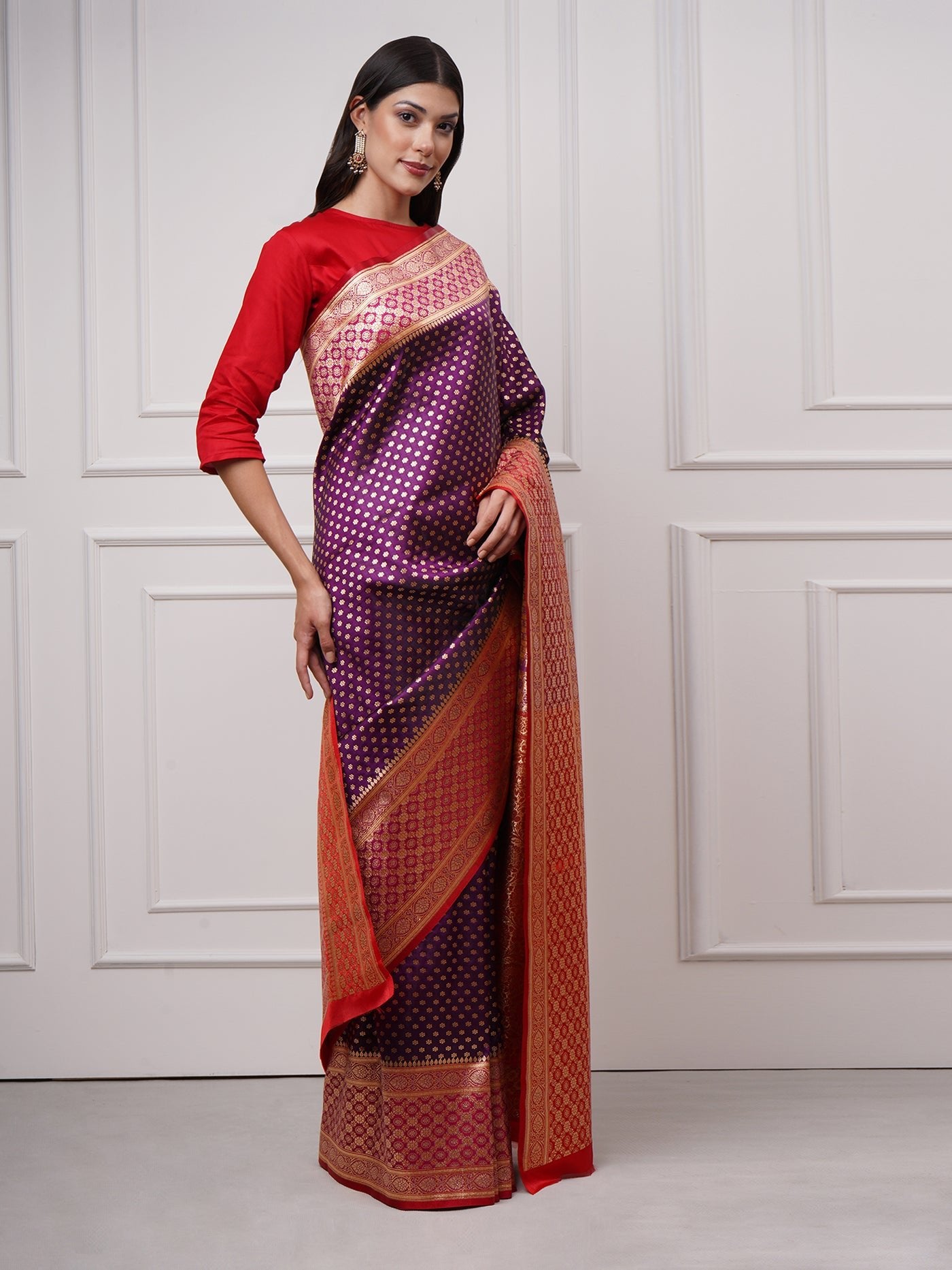 Kaiana – Regal Plum Banarasi Saree - ZahratSaree
