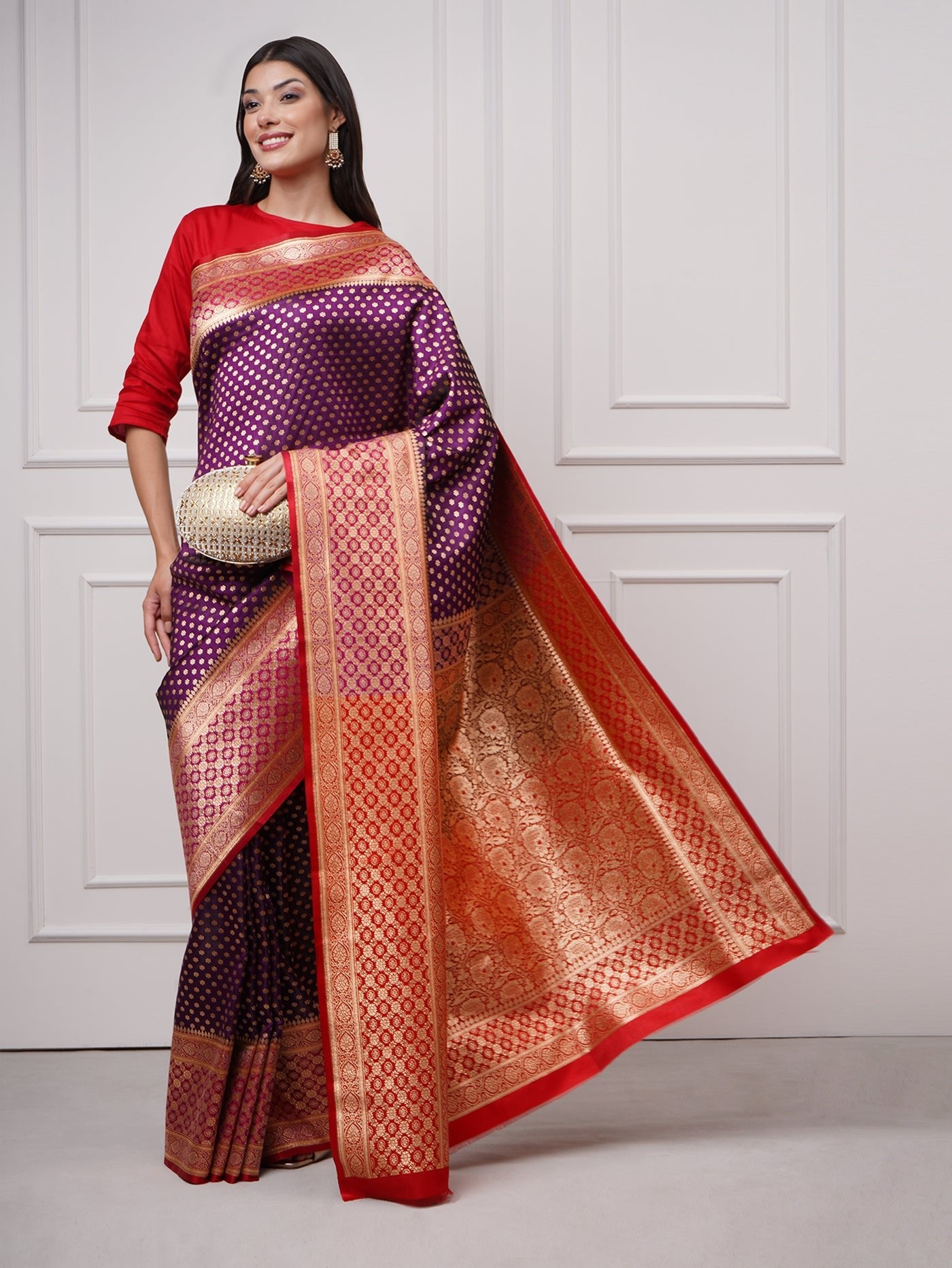 Kaiana – Regal Plum Banarasi Saree - ZahratSaree