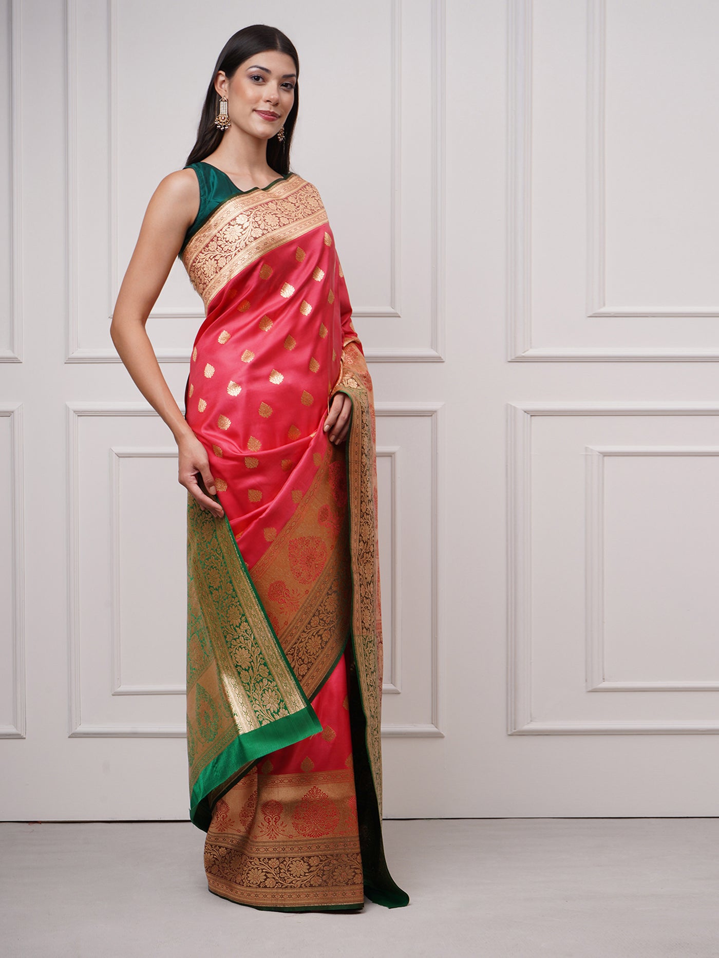 Rouza – Pinkish Red Saree - ZahratSaree