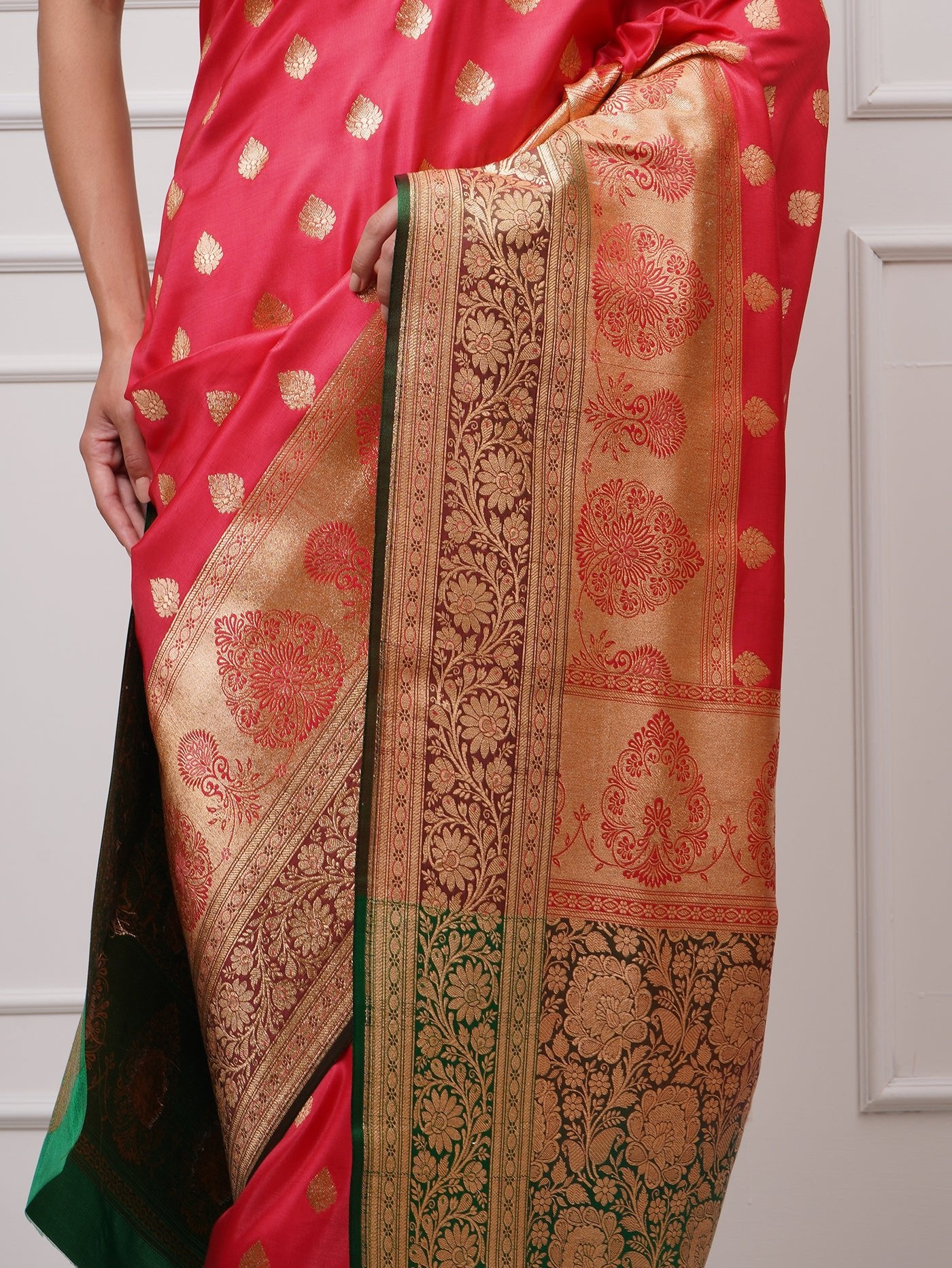 Rouza – Pinkish Red Saree - ZahratSaree