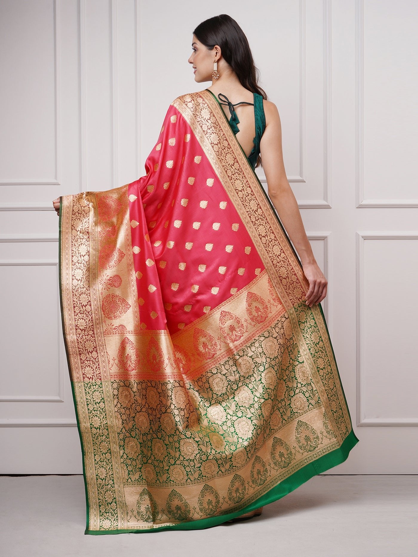 Rouza – Pinkish Red Saree - ZahratSaree