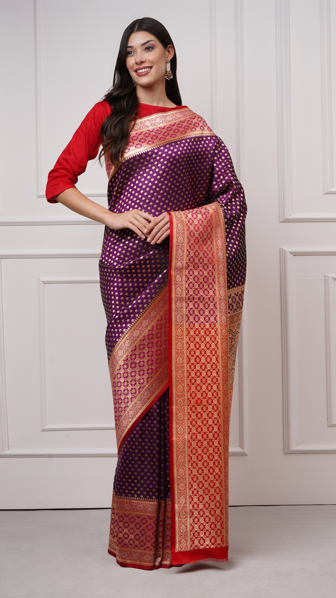 Kaiana – Regal Plum Banarasi Saree - ZahratSaree