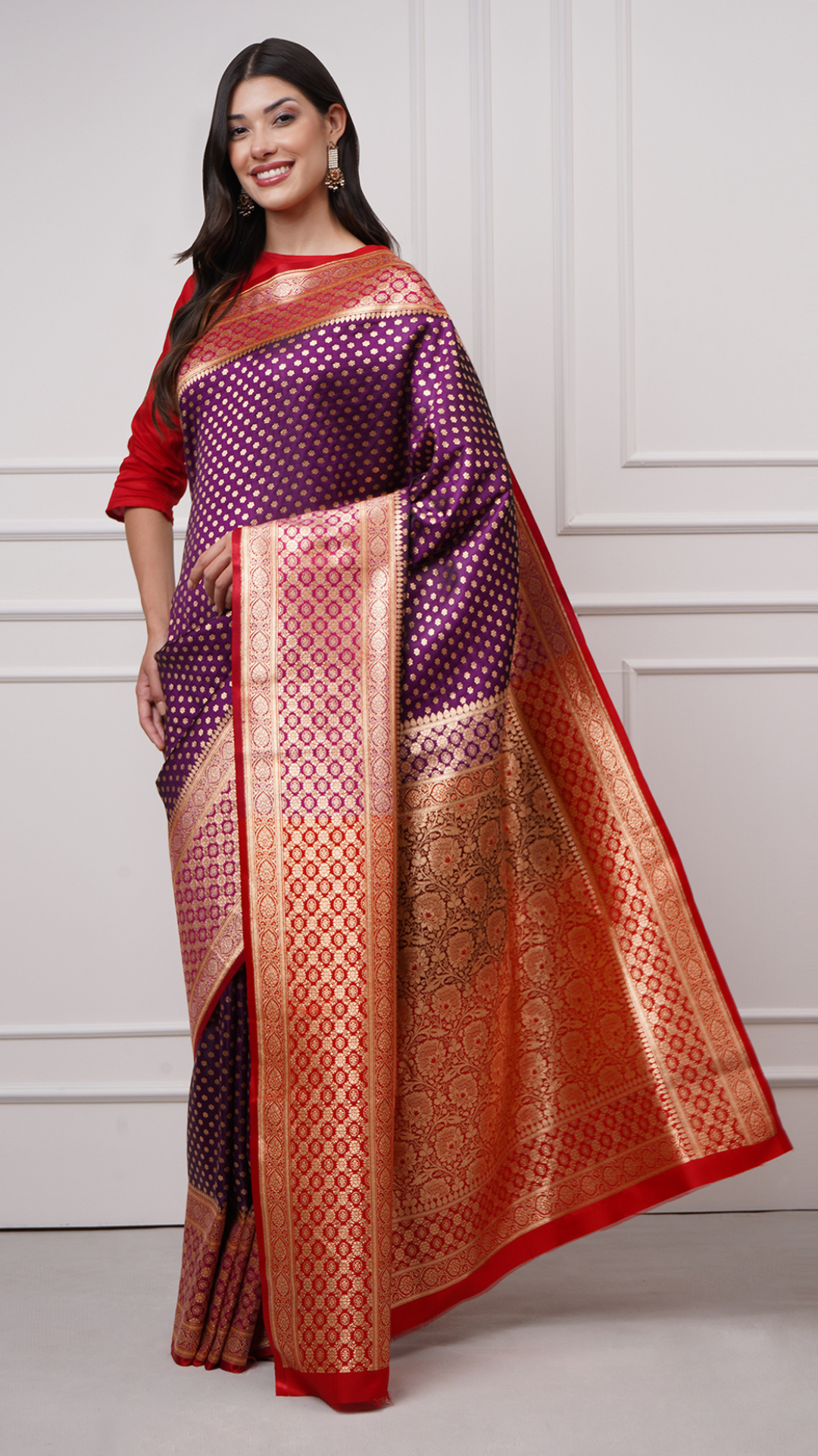 Kaiana – Regal Plum Banarasi Saree - ZahratSaree