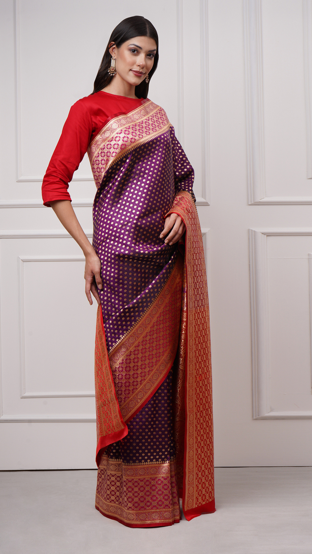 Kaiana – Regal Plum Banarasi Saree - ZahratSaree