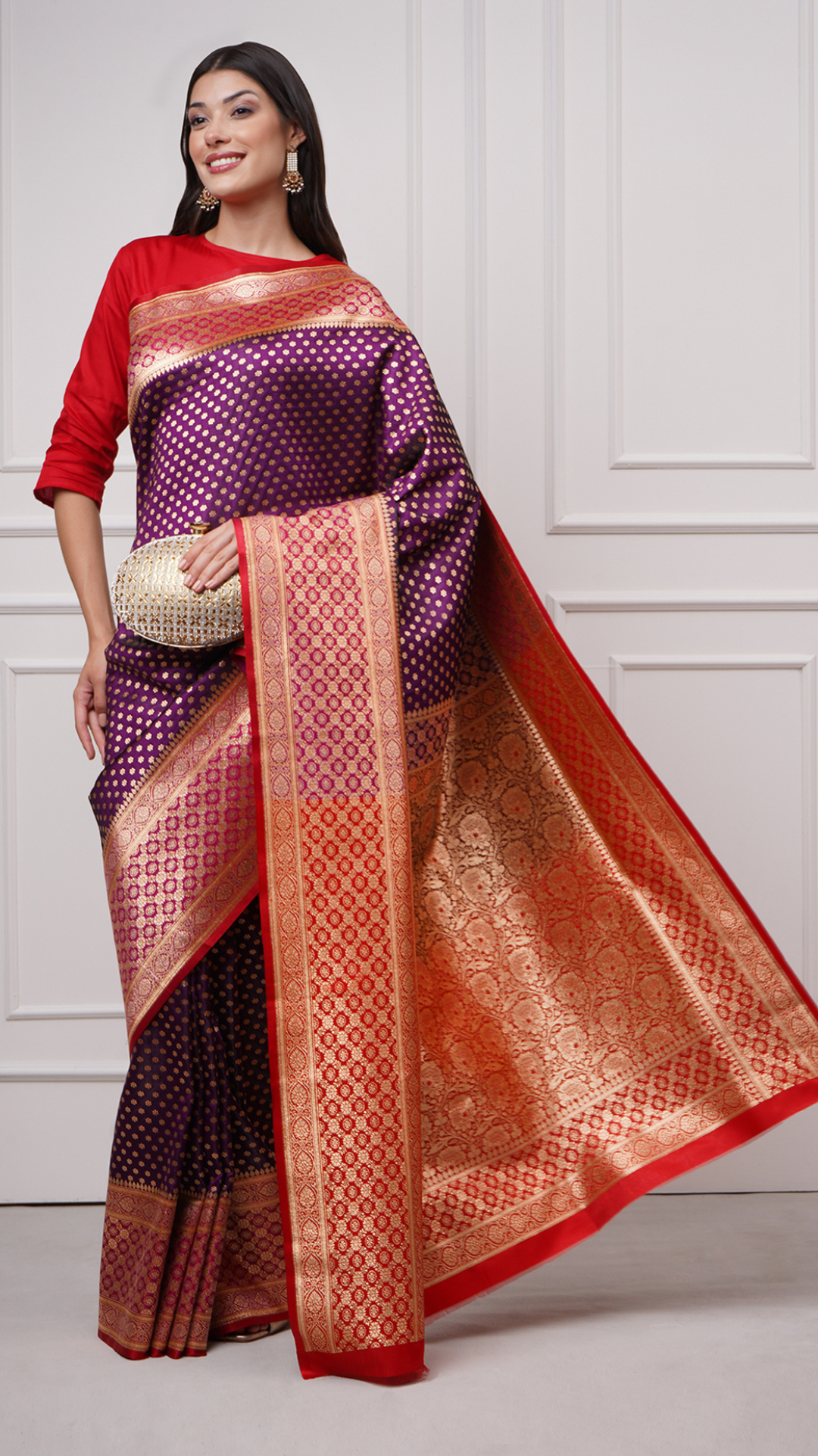 Kaiana – Regal Plum Banarasi Saree - ZahratSaree