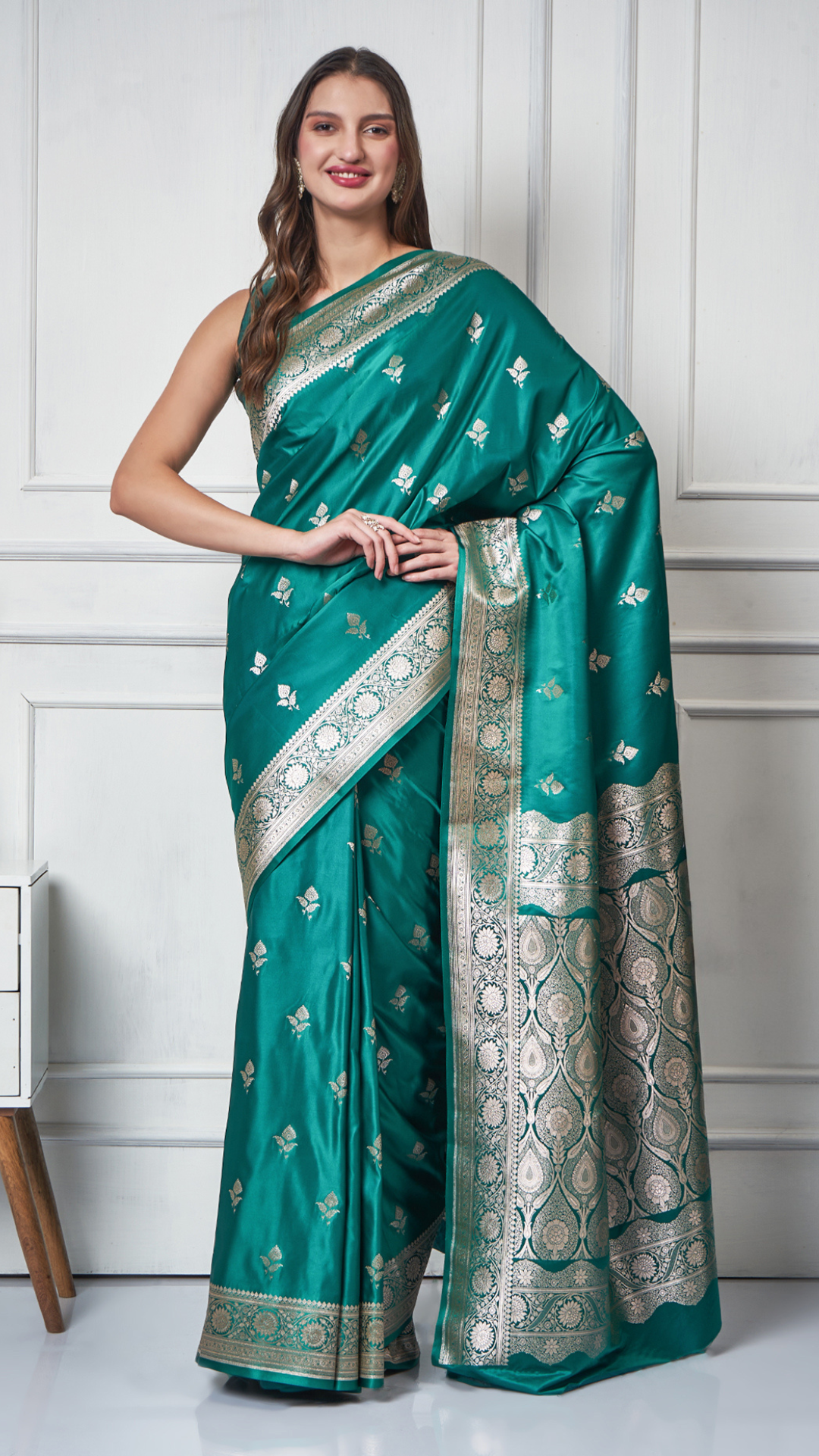 Mehr – Teal Gold Saree by Zahrat