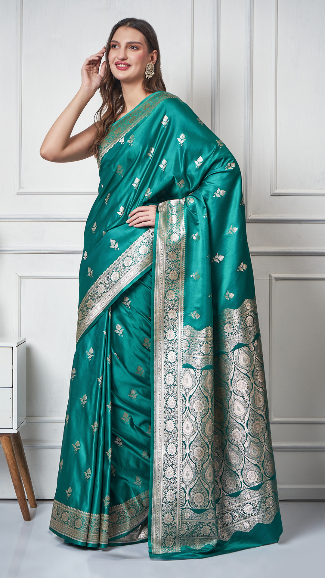 Mehr – Teal Gold Saree by Zahrat