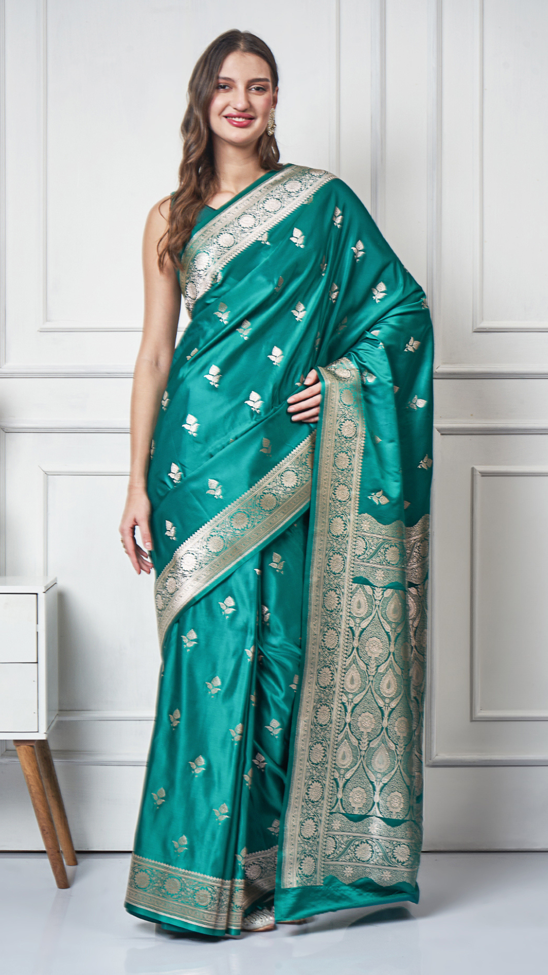 Mehr – Teal Gold Saree by Zahrat