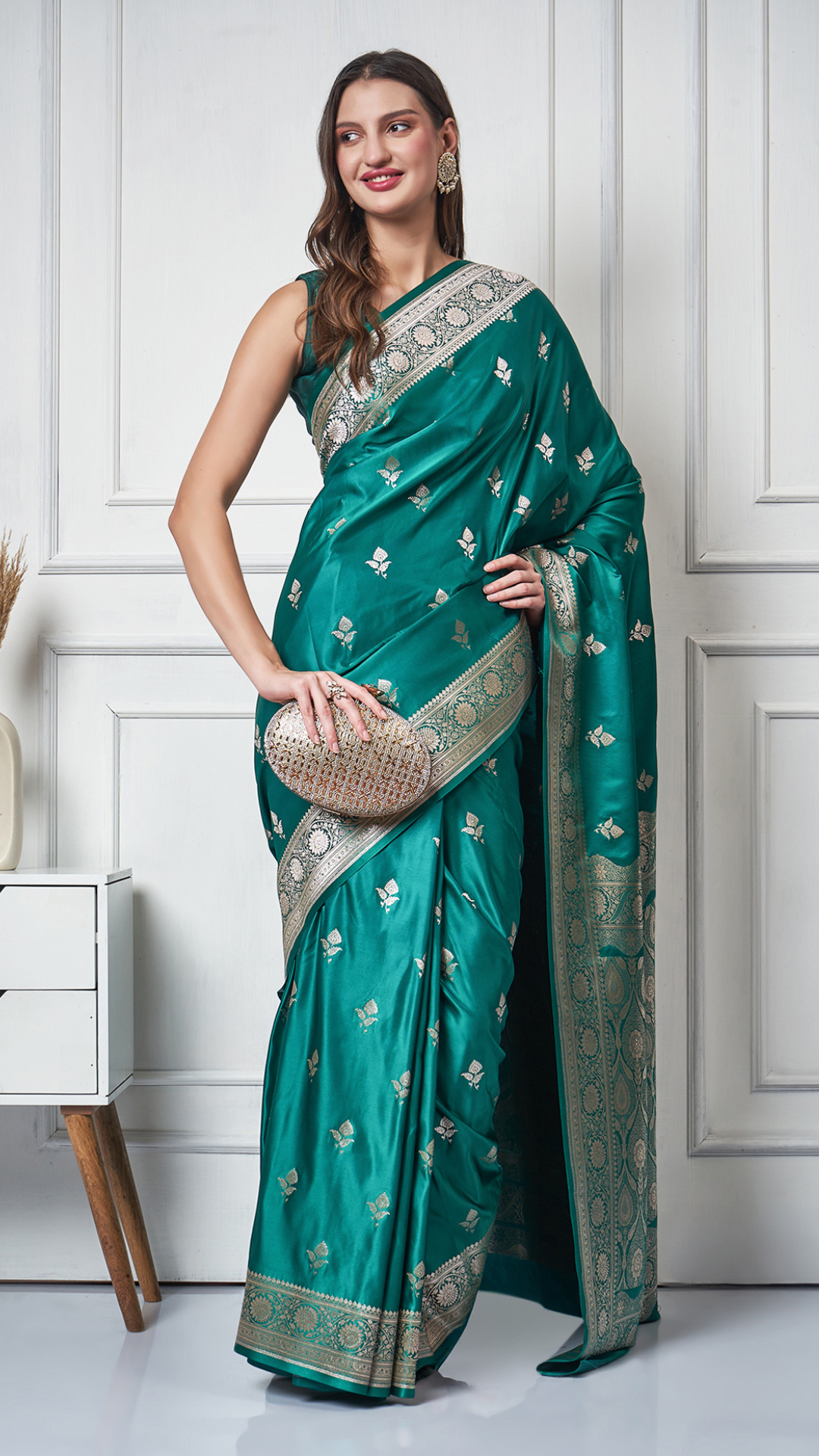 Mehr – Teal Gold Saree by Zahrat