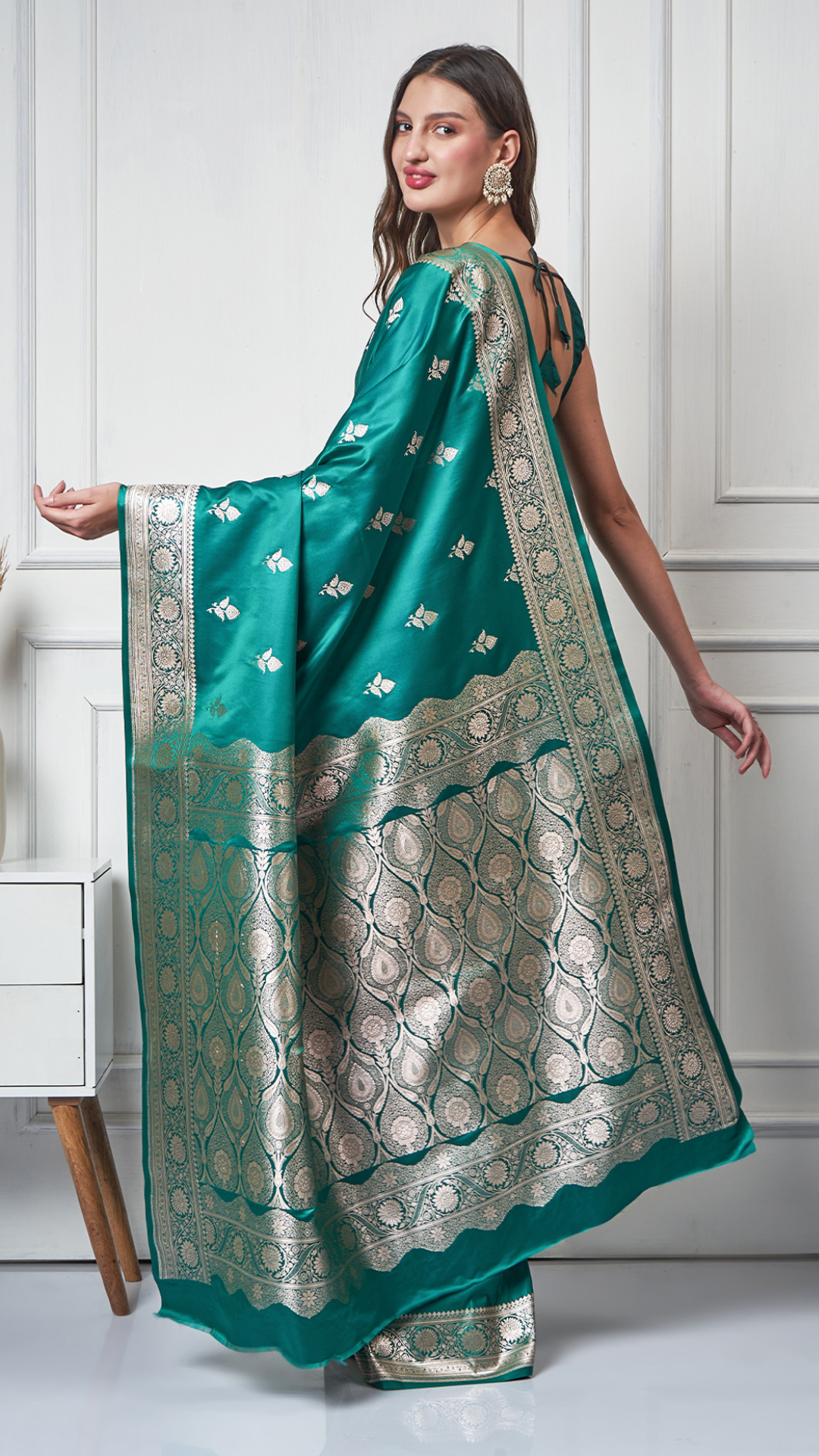 Mehr – Teal Gold Saree by Zahrat