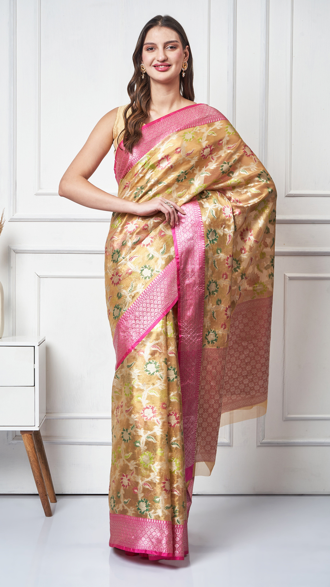 Nashwah — Blush Gold Saree by Zahrat