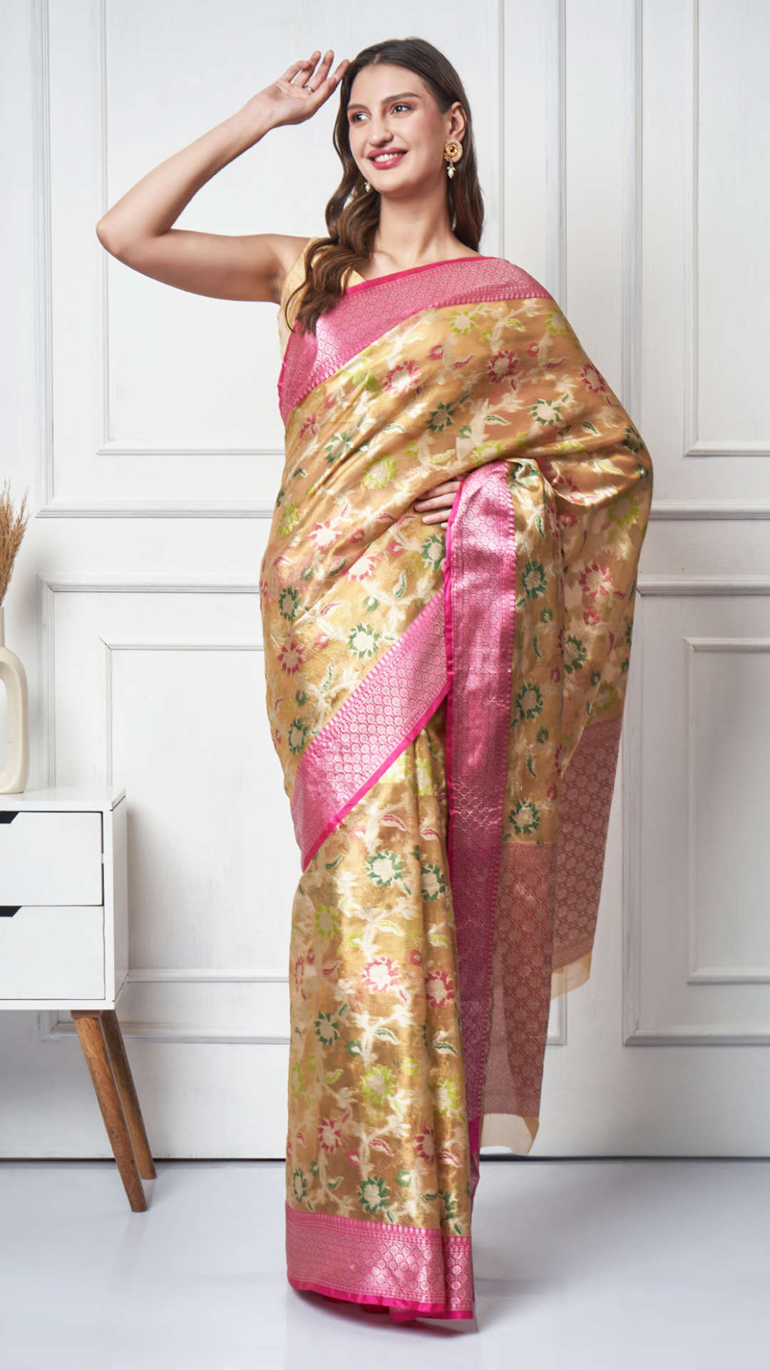 Nashwah — Blush Gold Saree by Zahrat