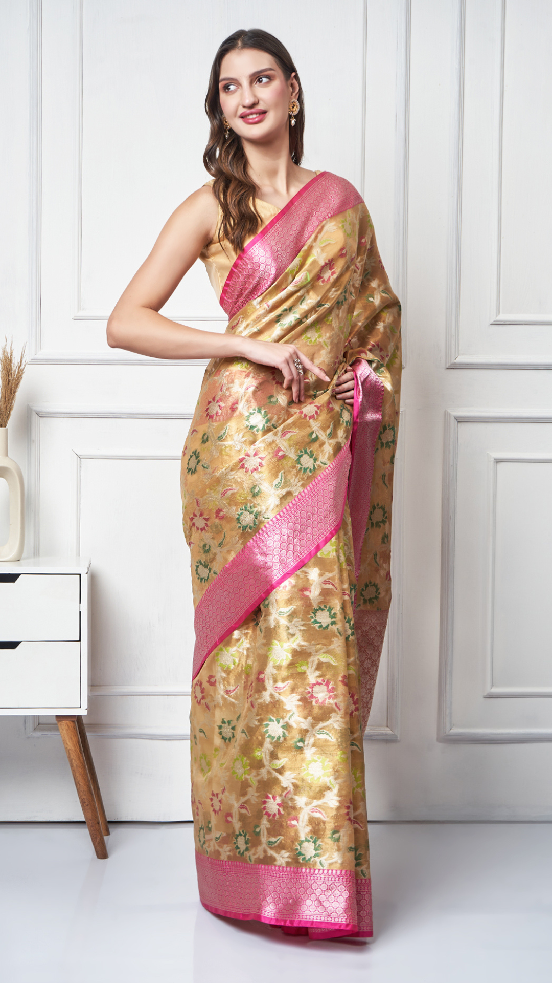 Nashwah — Blush Gold Saree by Zahrat