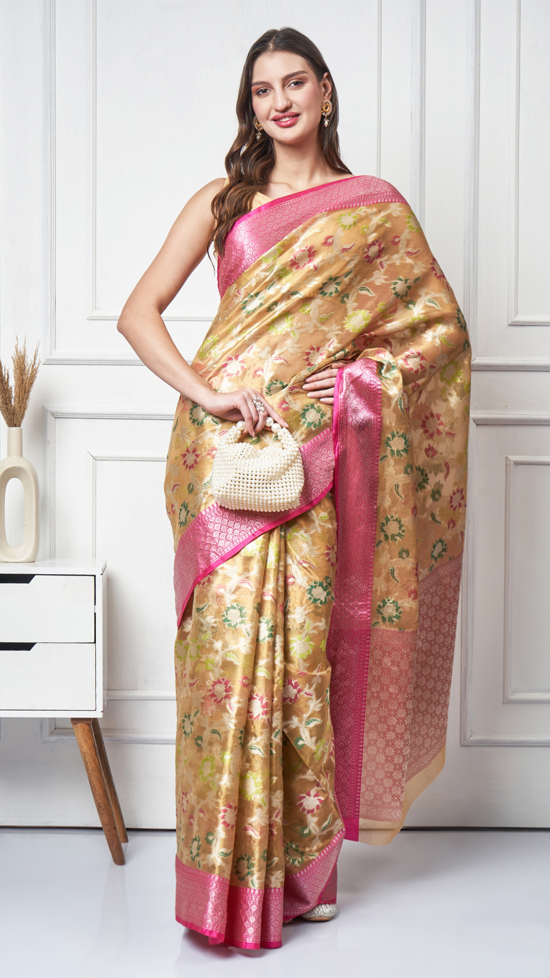 Nashwah — Blush Gold Saree by Zahrat