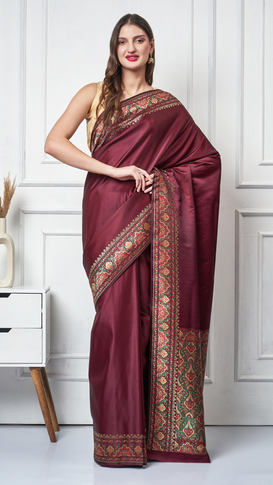 Rajvilasa – Maroon Valkalam Saree  by Zahrat