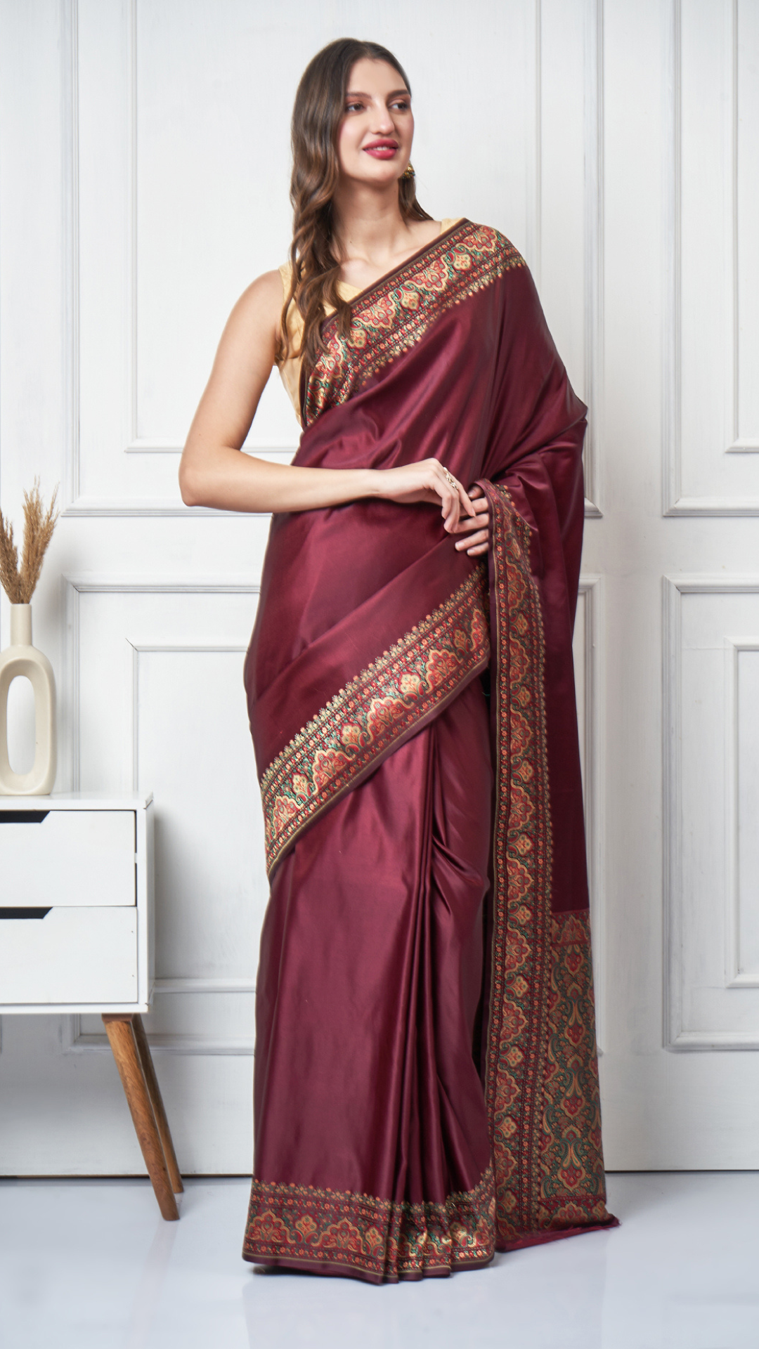 Rajvilasa – Maroon Valkalam Saree  by Zahrat