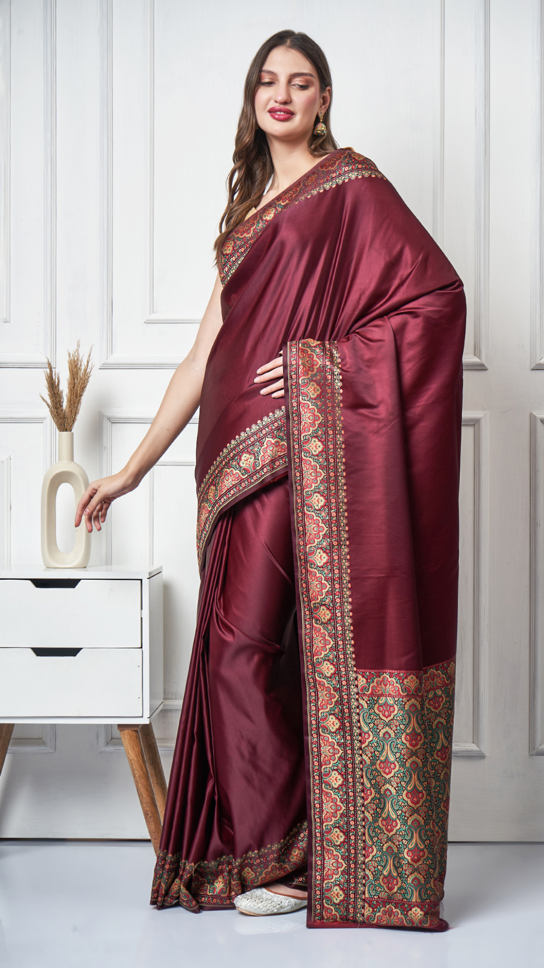 Rajvilasa – Maroon Valkalam Saree  by Zahrat