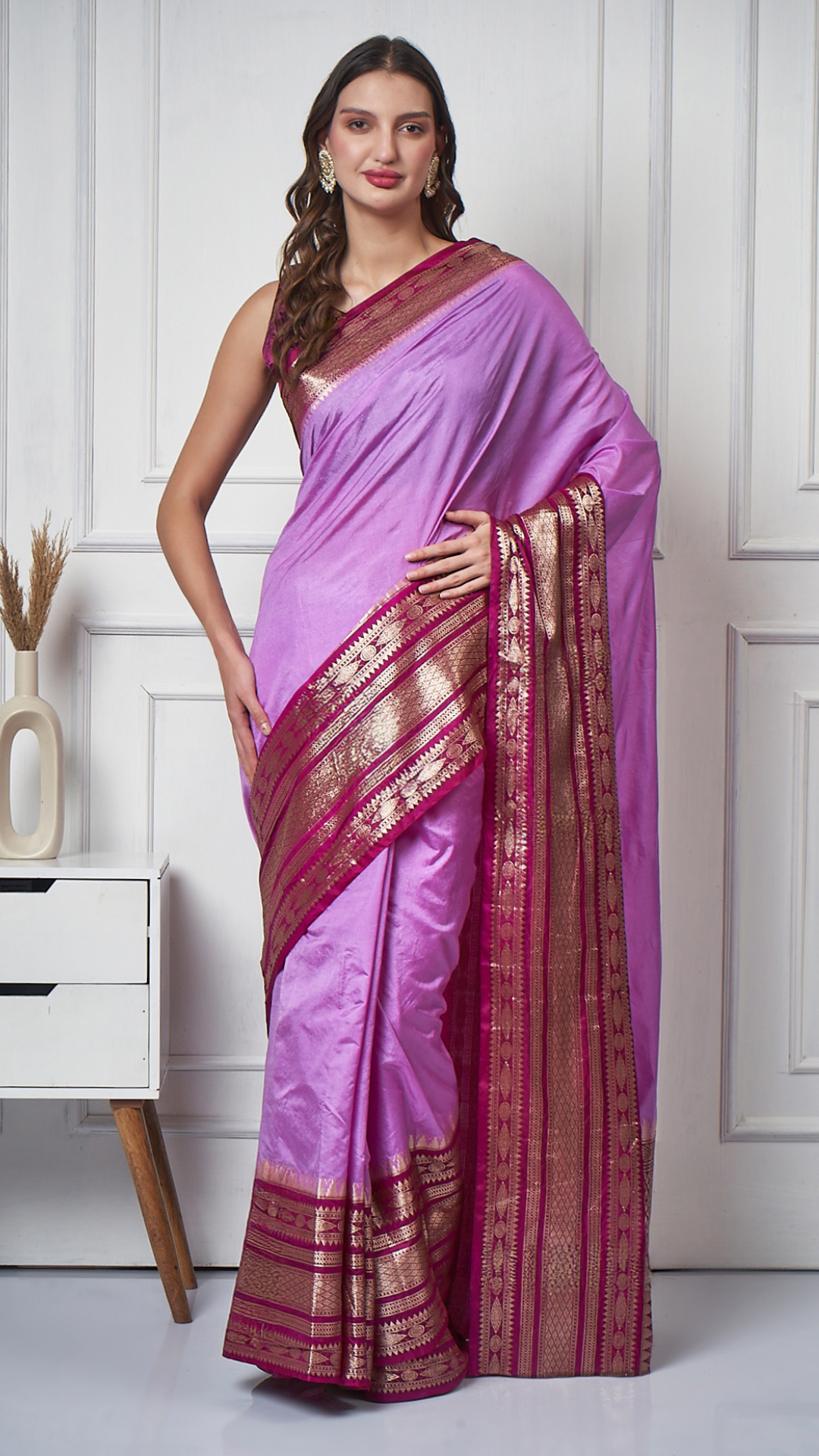 Rimsha – Enchanted Lilac Maroon Saree by Zahrat