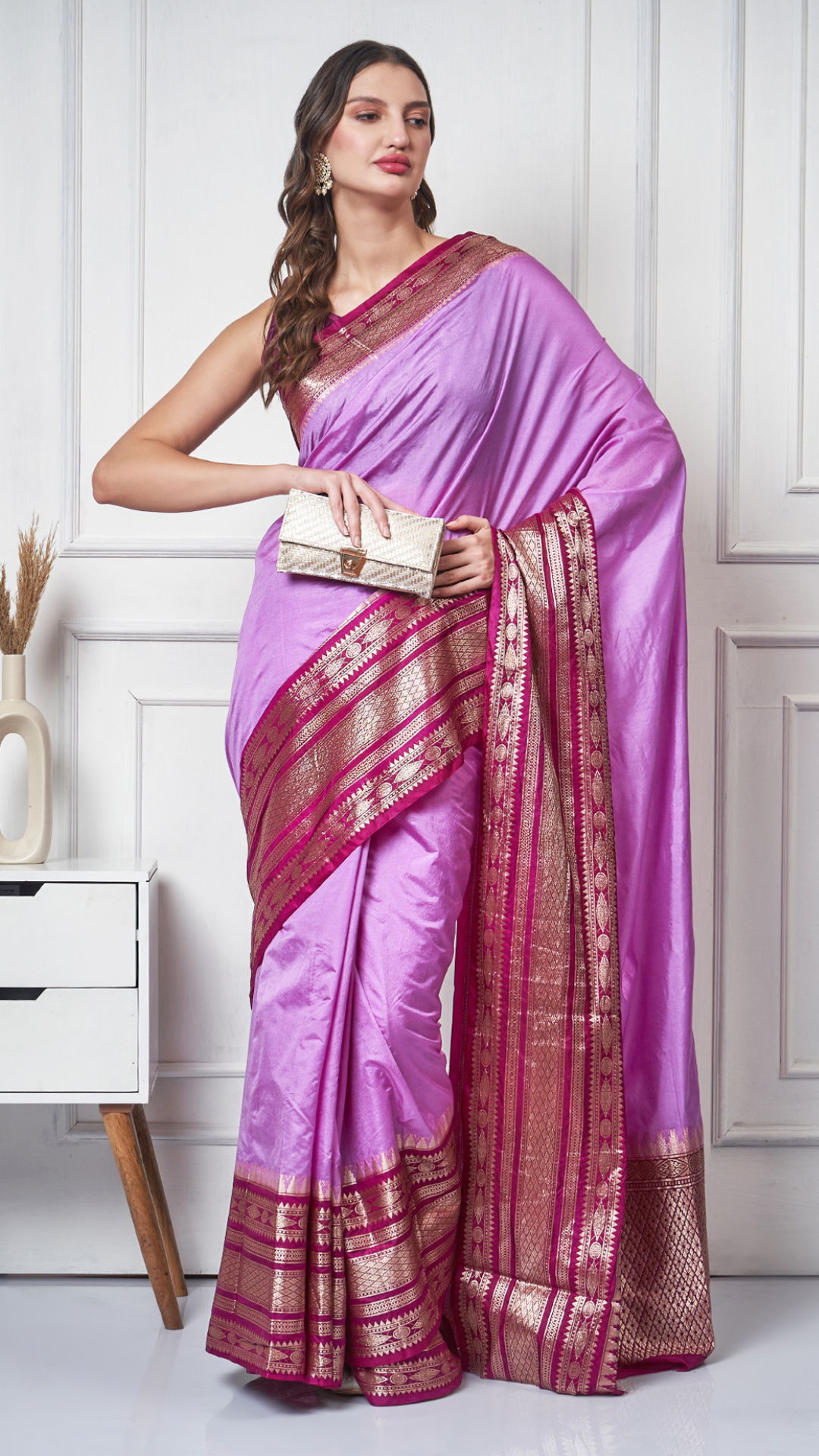 Rimsha – Enchanted Lilac Maroon Saree by Zahrat