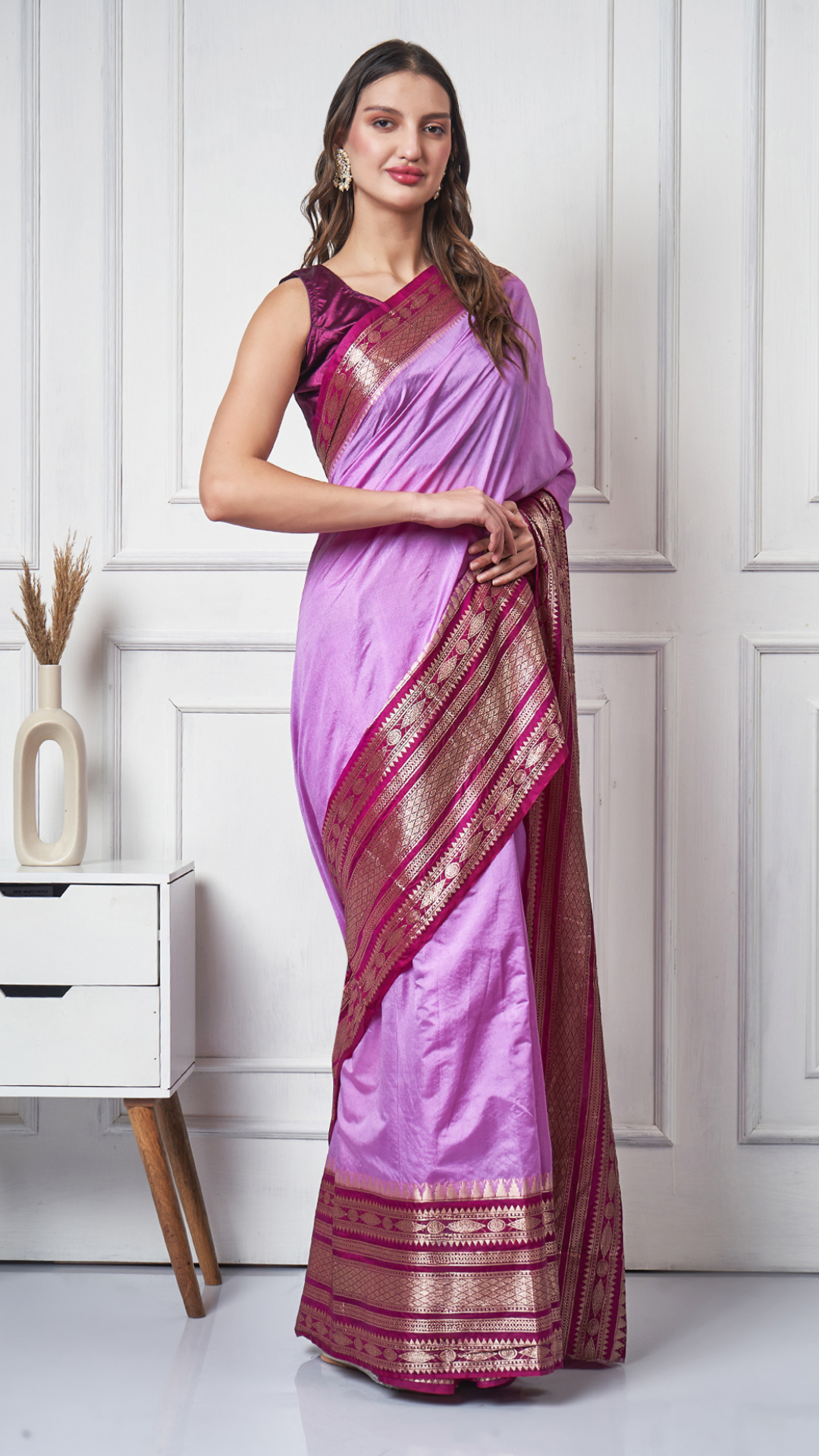 Rimsha – Enchanted Lilac Maroon Saree by Zahrat