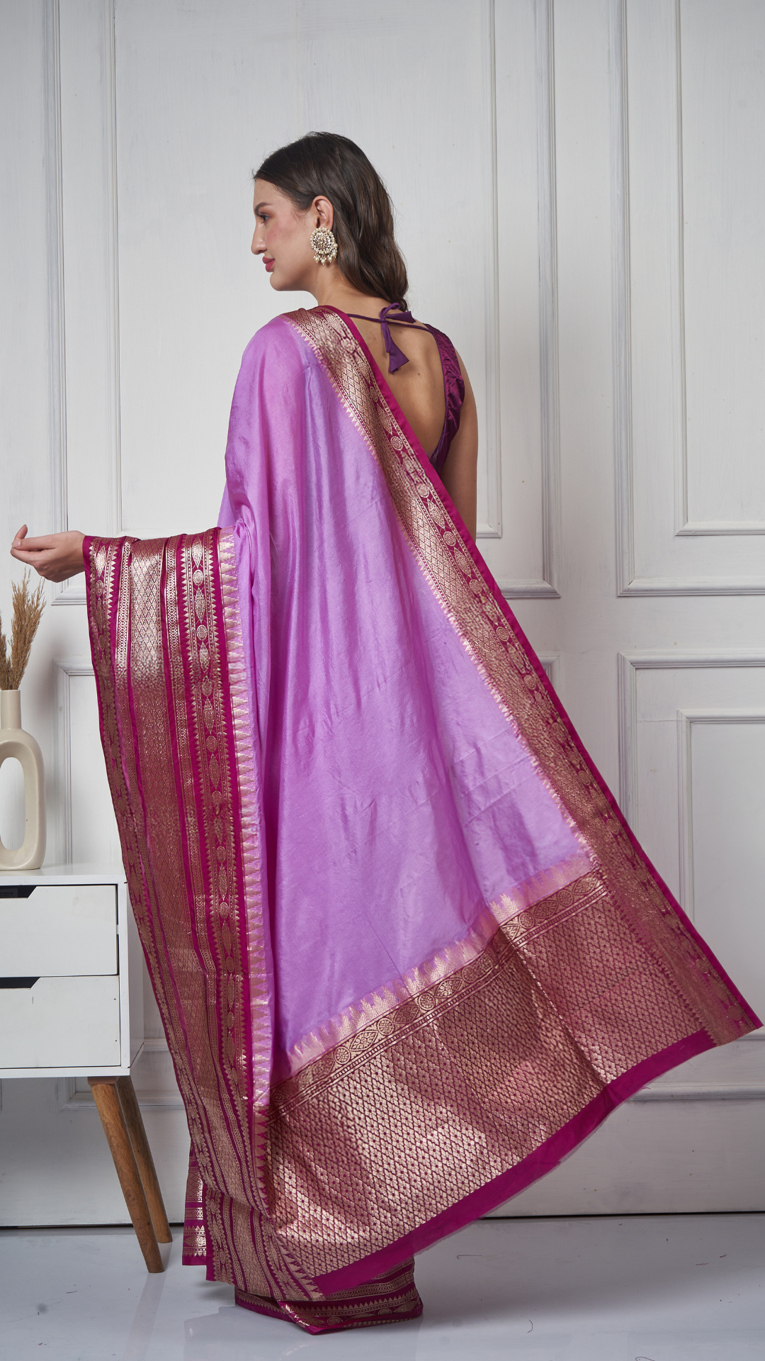 Rimsha – Enchanted Lilac Maroon Saree by Zahrat