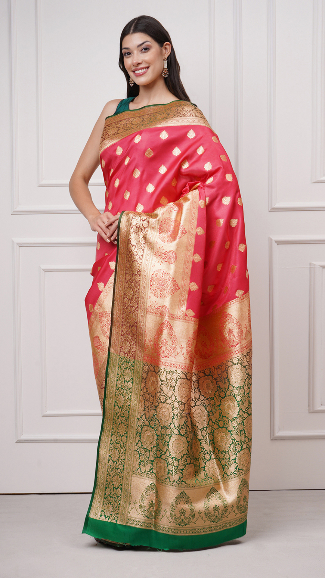 Rouza – Pinkish Red Saree - Zahrat Saree
