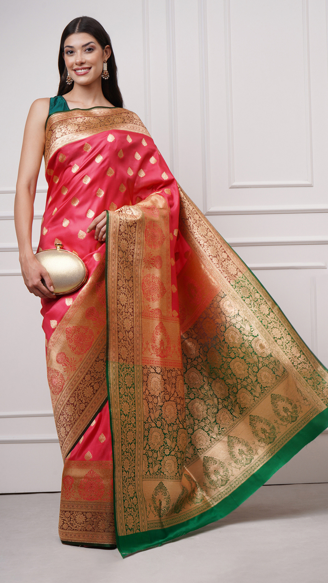 Rouza – Pinkish Red Saree - Zahrat Saree
