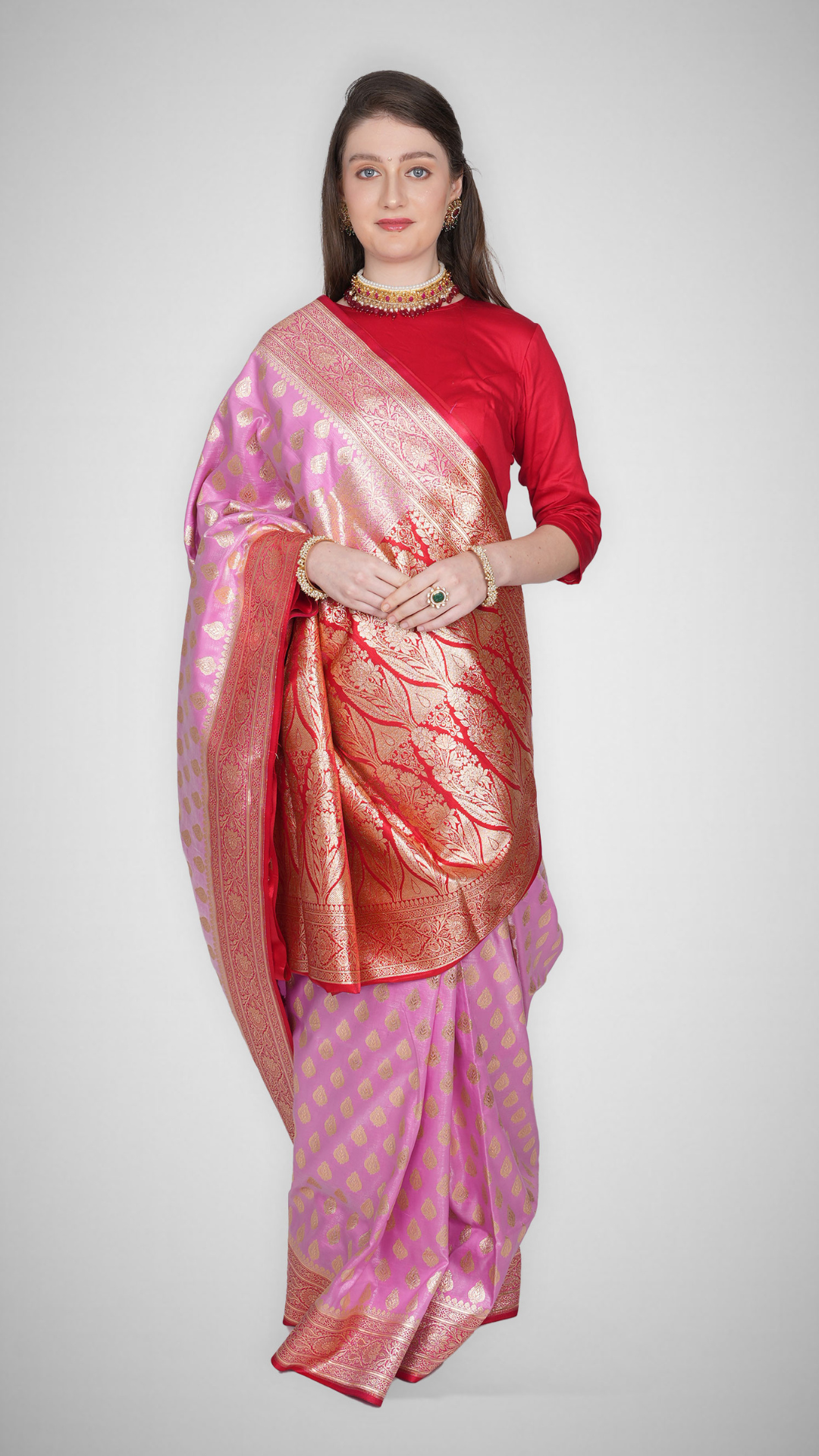 Rozaan – Thulian Pink Crimson Saree - Zahrat Saree