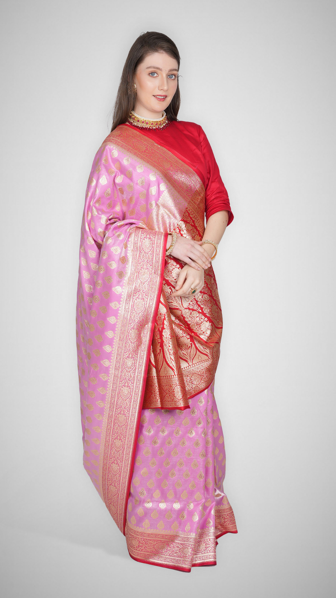Rozaan – Thulian Pink Crimson Saree - Zahrat Saree