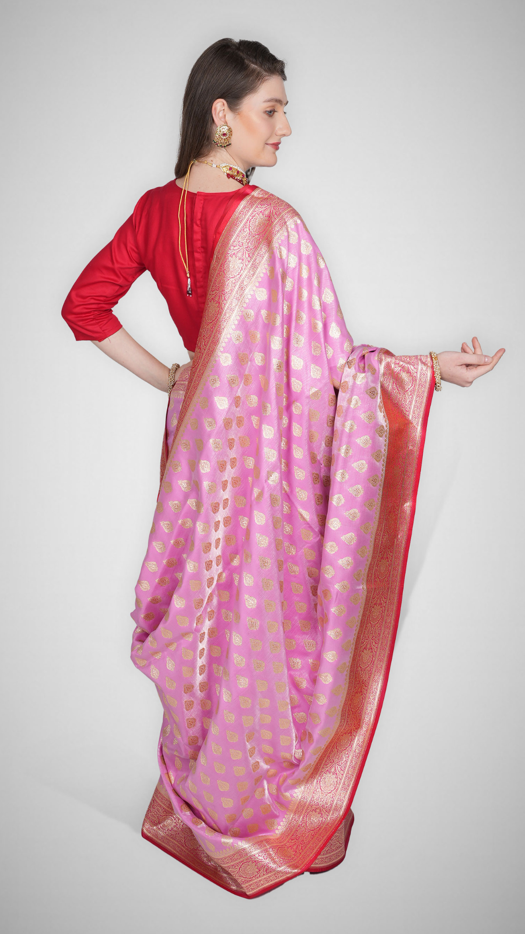 Rozaan – Thulian Pink Crimson Saree - Zahrat Saree