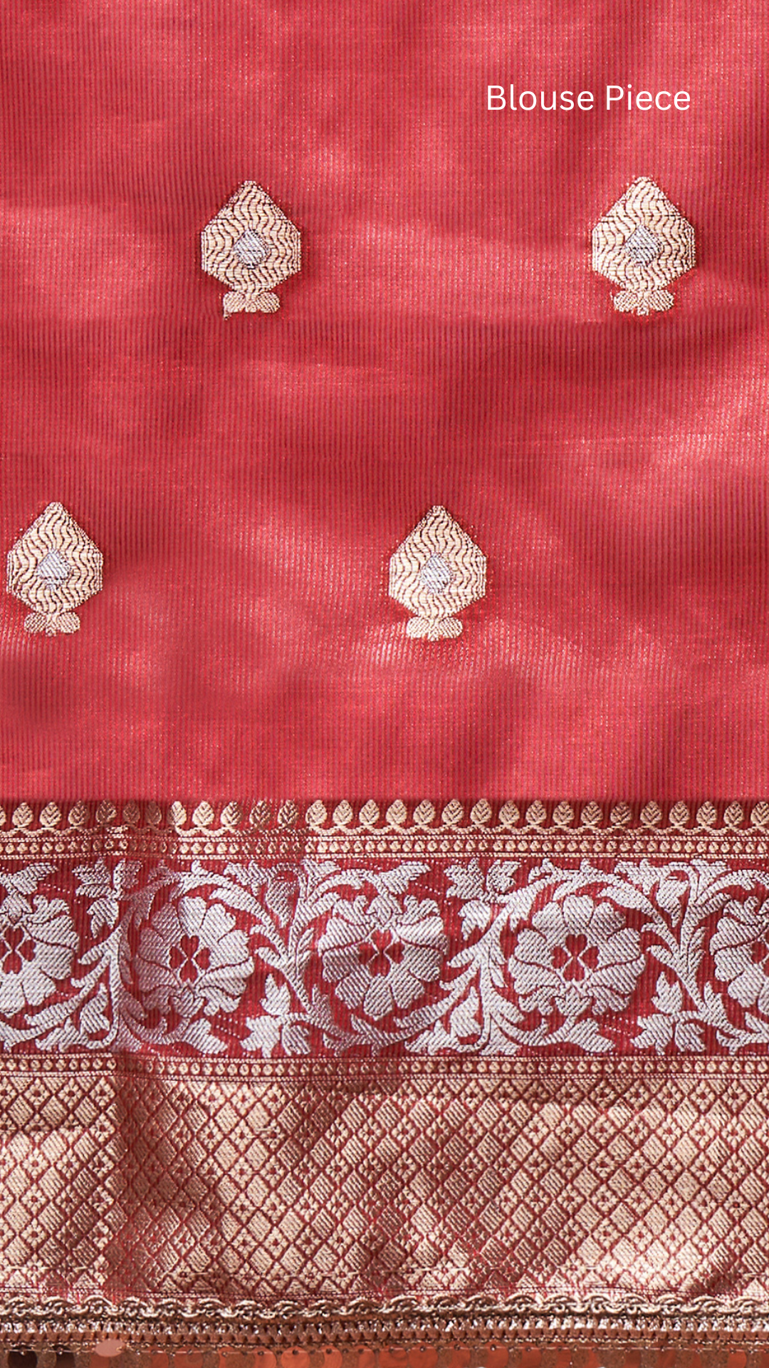 Suroor — Copper Red Crushed Tissue Saree by Zahrat.